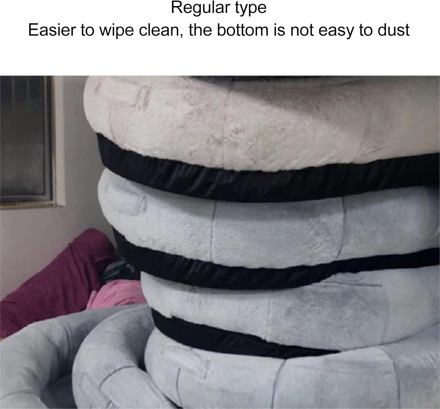 Human Dog Bed, Washable Removable Large Human Size Bean Bag Dog Bed with Memory Foam Supportive Mat and Storage Pocket Faux Fur Orthopedic Dog Bed Nap Bed Adult Oval for Families