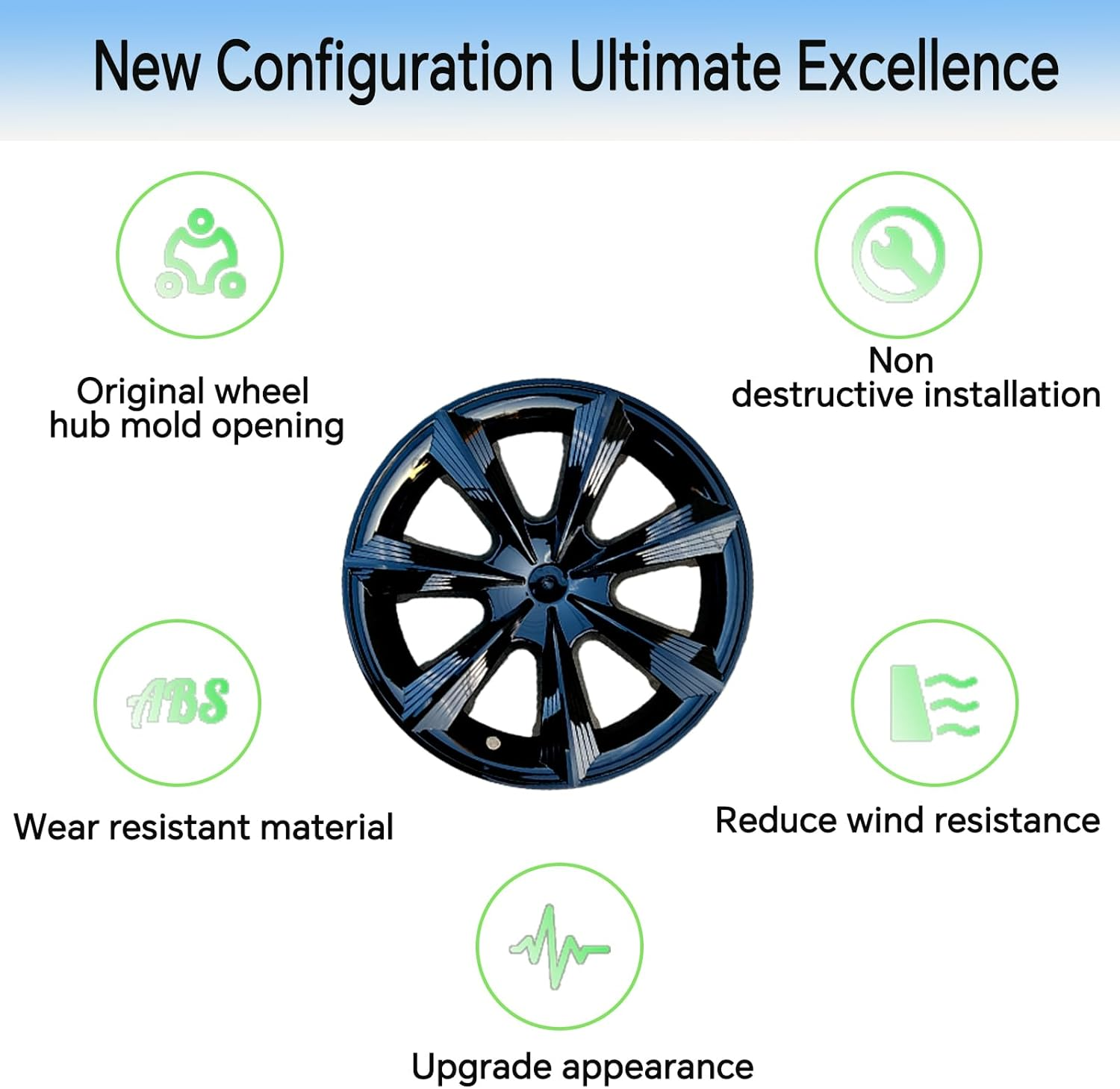 4 Pcs Wheel Covers Fit for Tesla Model Y Hubcaps 19 Inch Abs Bright Black Rim Protector Hubcaps Compatible with 2019 2020 2021 2022 2023 2024 Model Y Accessories