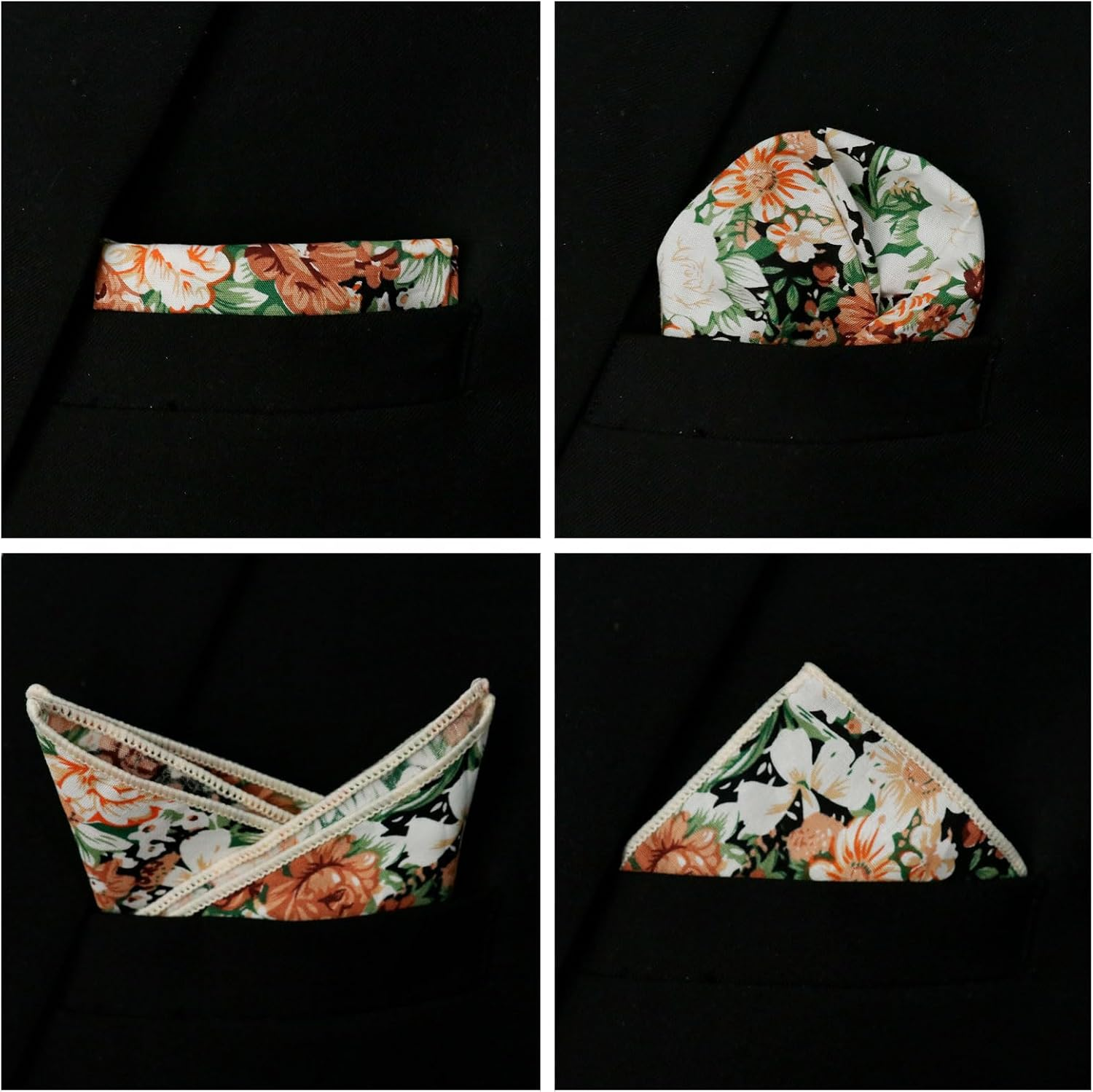 GHTIYLP Floral Pocket Squares for Men with Holder Printed Flower Mens Handkerchief Cotton Suit Pocket Hanky for Wedding - Hundred Flowers image number 2