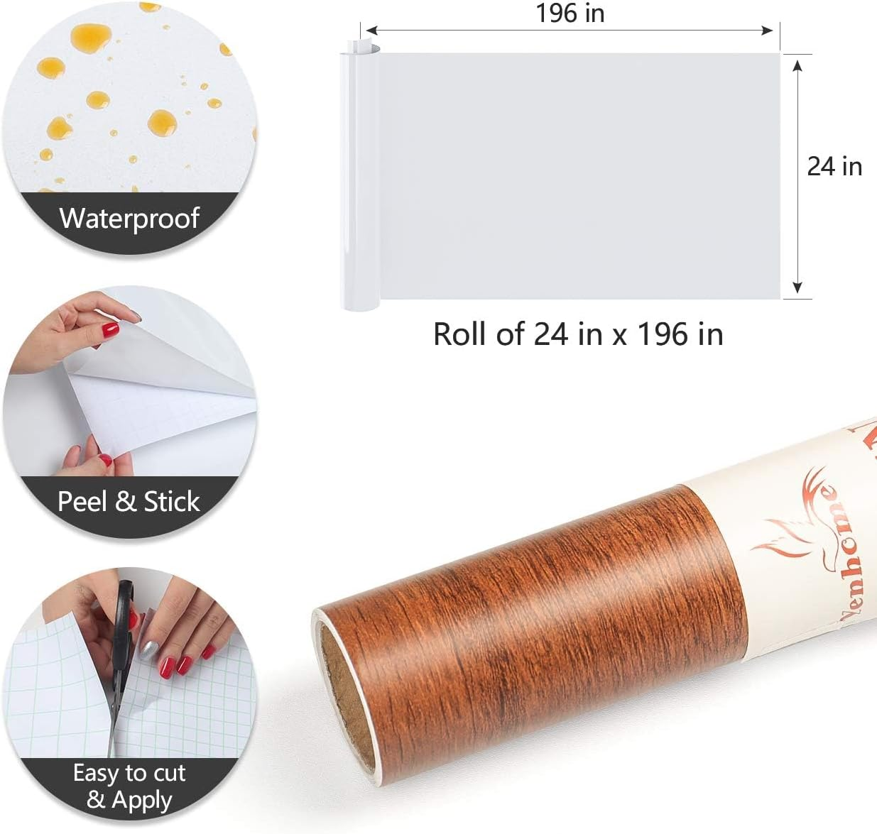 YENHOME 24"X200" Faux Wood Contact Paper Wood Grain Contact Paper Peel and Stick Walnut Contact Paper for Cabinets Countertop Cover Wood Peel and Stick Wallpaper Wood Vinyl Wrap for Kitchen Furniture