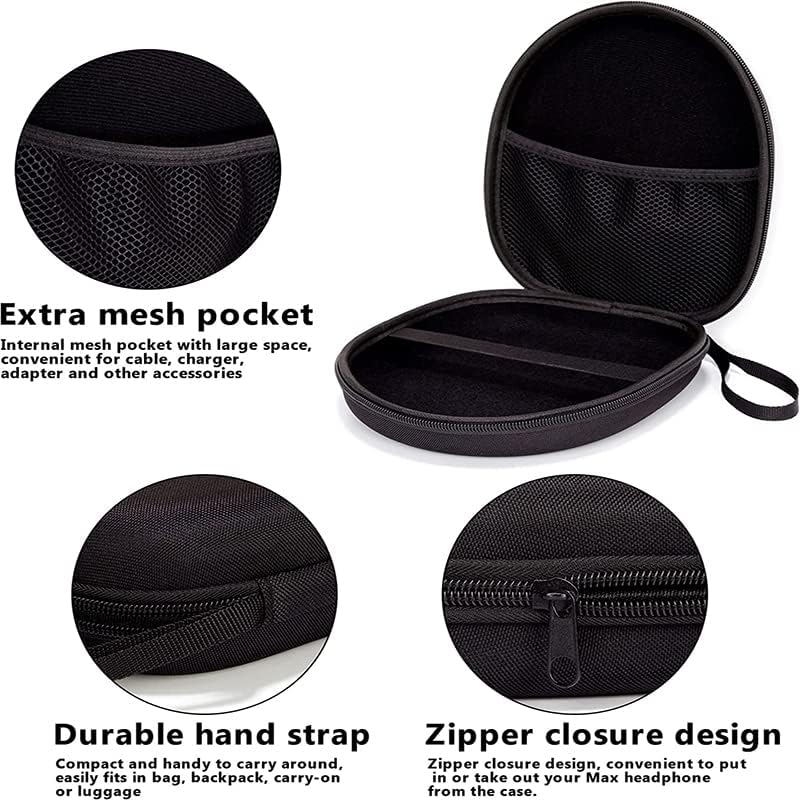 AIMALL Universal Hard Earphone Case, Headset Carrying Box with Mesh Pocket, Durable Nylon Fabric, Compact Storage Bag for Earbuds and Accessories, 8.27 X 7.48 X 2.36 Inches, Black image number 1
