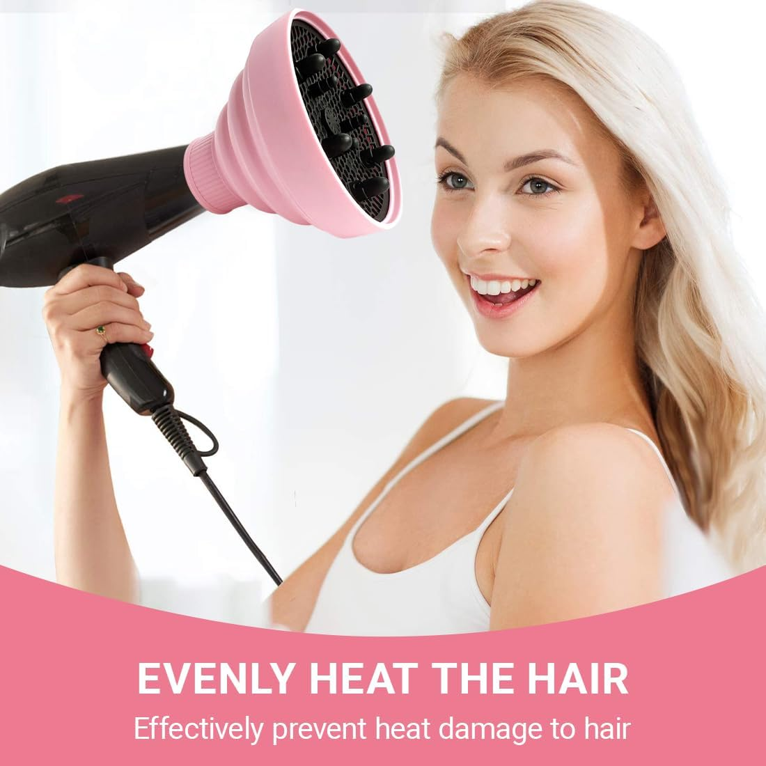 GXGM Diffuser Attachment Hair Dryer with Silicone Attachment, Foldable Hair Dryer Diffuser, Universal Attachment for Curly Hair, B (4-5 Cm) image number 4