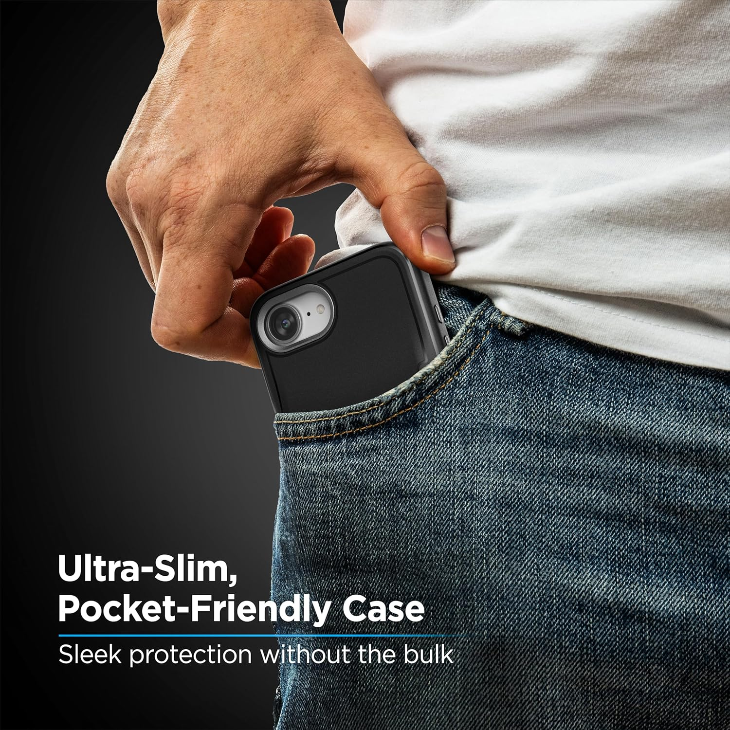 ENCASED Card Case for Iphone 16E Wallet Case with Secure Credit Card Holder Slot (Cache Series), Matte Black image number 2