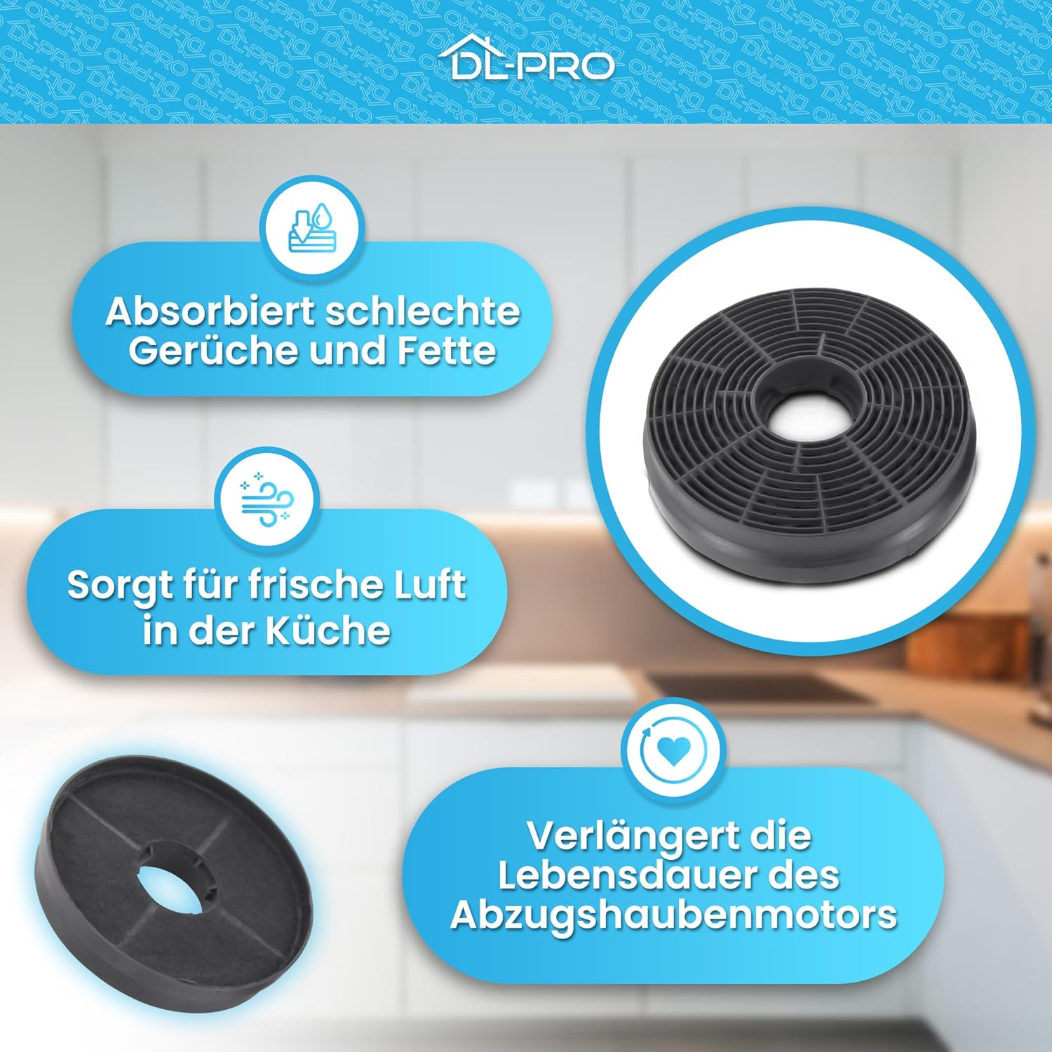 Dl-Pro 2 X Carbon Filter Activated Carbon Filter for Respekta MIZ0058 MIZ 0058 PKM CF130 Candy 49040890 35602288 Cooker Hood image number 3