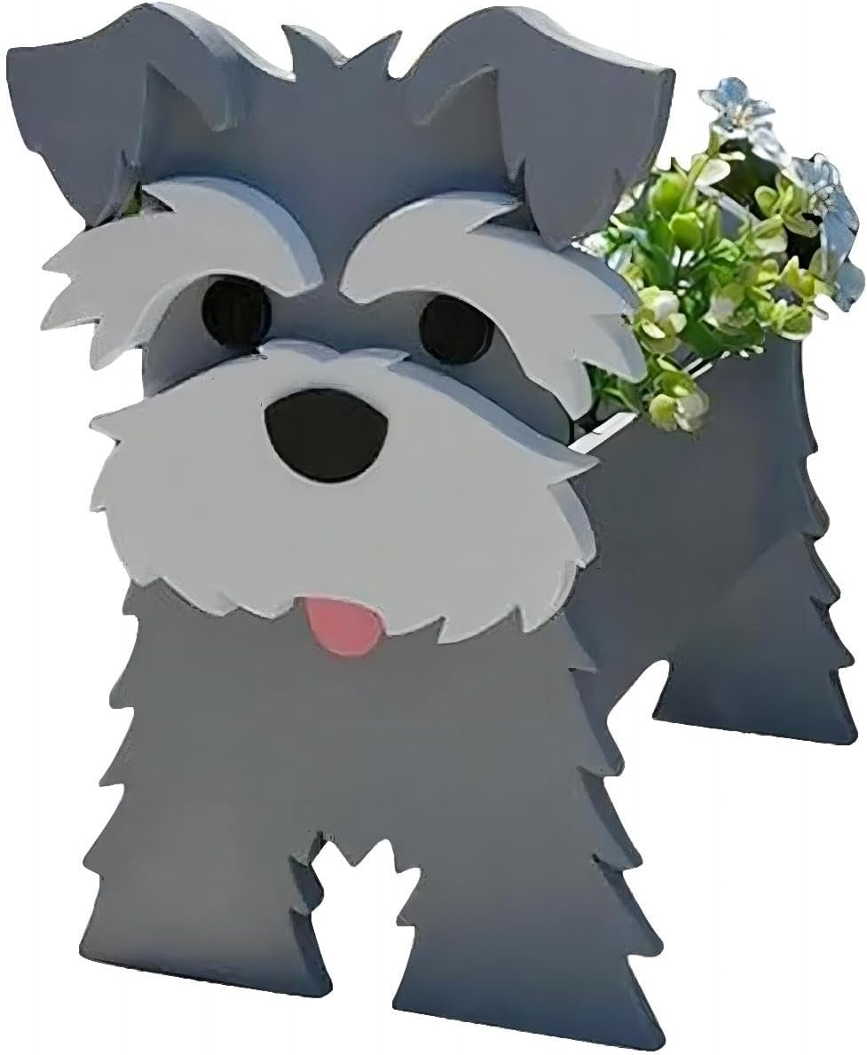 Bamboo'S Grocery Lokii Gray Schnauzer Dog Planter, Cute Dog Plant Pot, Animal Shape Plant Containers, for Outdoor Indoor and Garden Decoration Plants image number 6