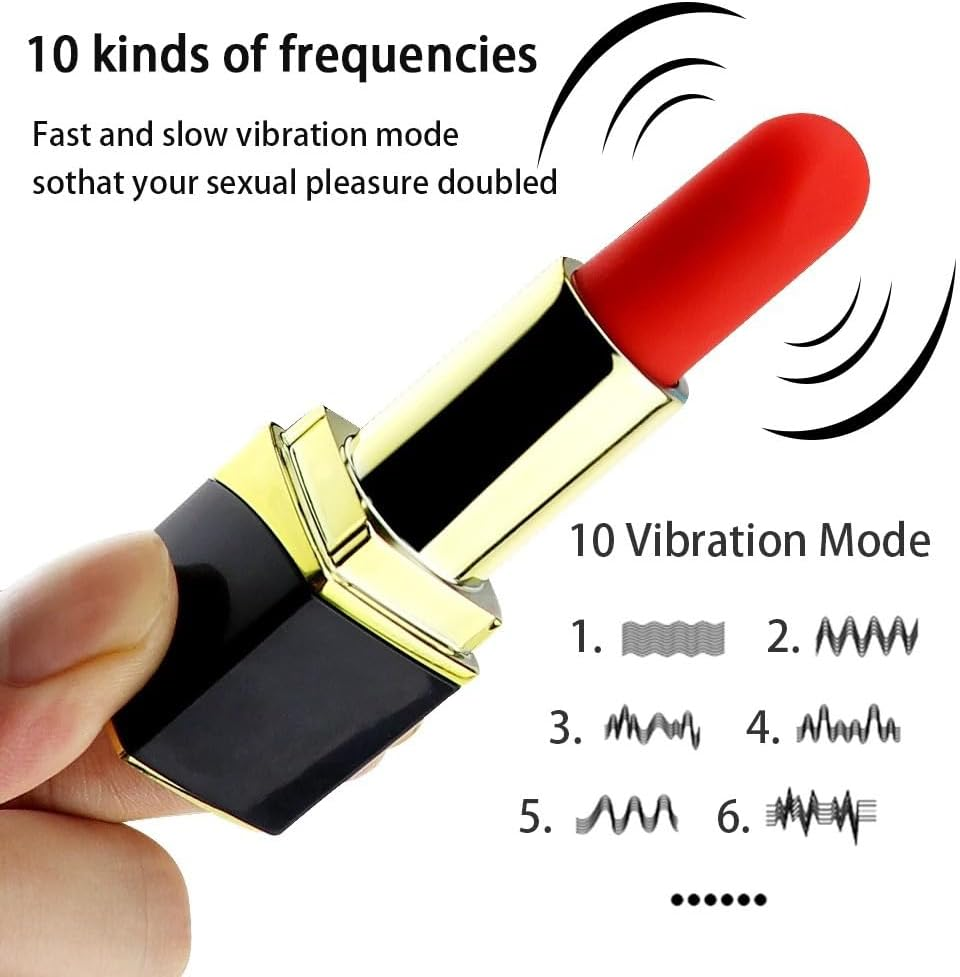 CTFIVING Bullet Lipstick G Spot Vibrator - Lipstick Shaped Tip with 10 Vibration Modes Discreet Pocket Womens Clitoral Vibrator for Her, Rechargeable Soft Powerful Vibrating Adult Sex Toys & Games