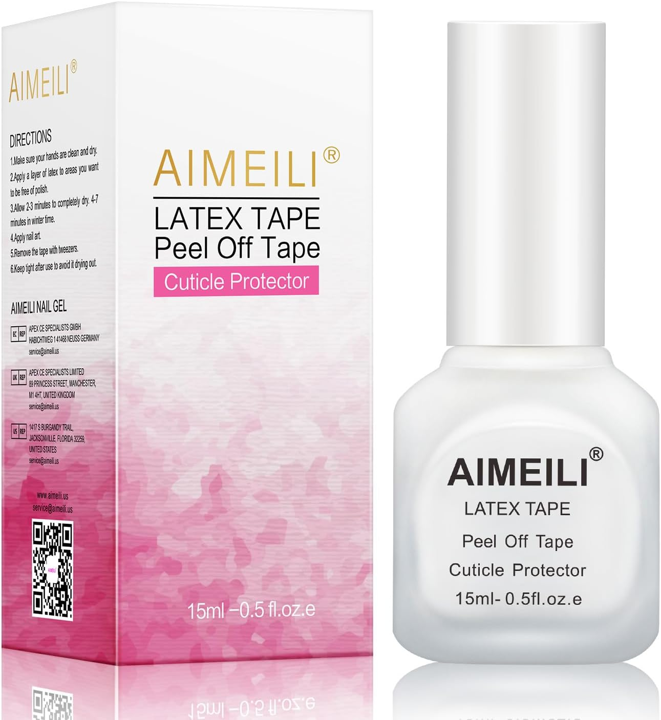AIMEILI Liquid Latex Peel off Tape Odorless Cuticle Guard Polish Barrier Skin Protector for Nail Art 15 Ml 0.5 Fl OZ