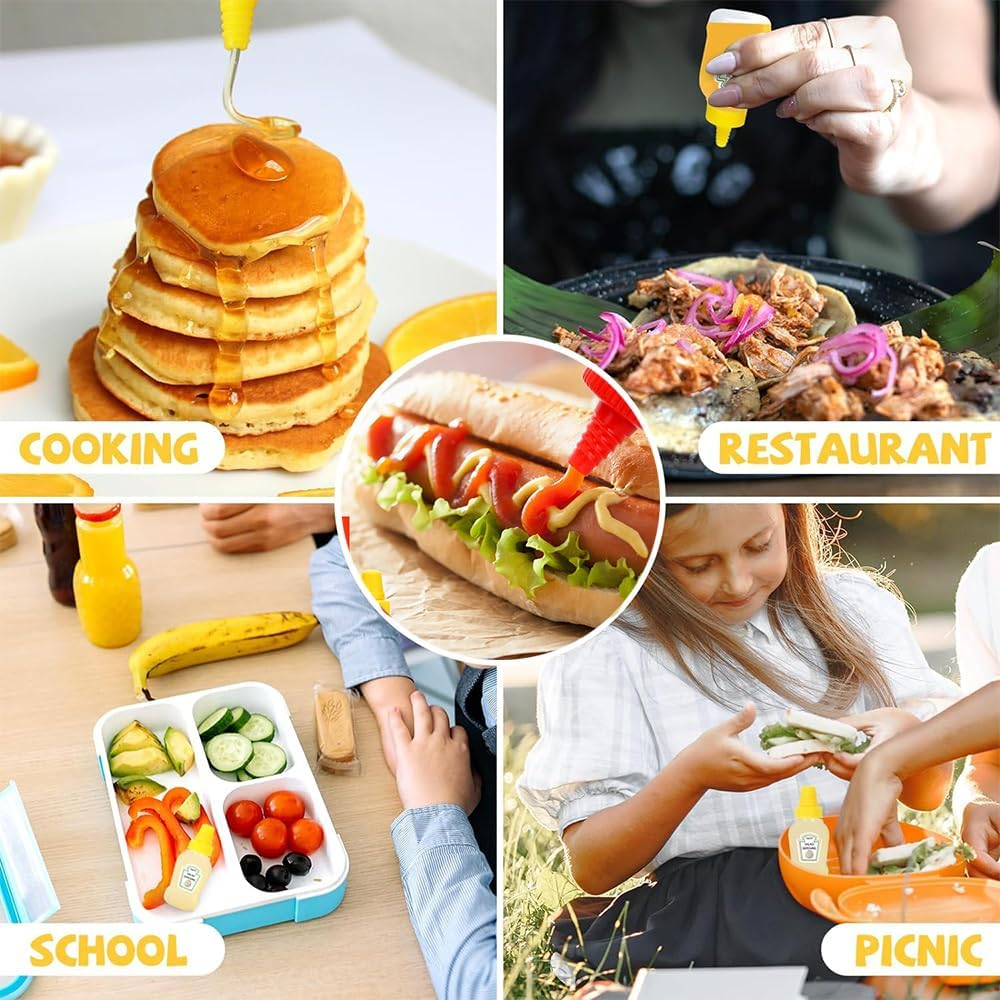 4-Pack Ketchup Sauce Bottles - Portable and Reusable Lunch Box Dispensers image number 2