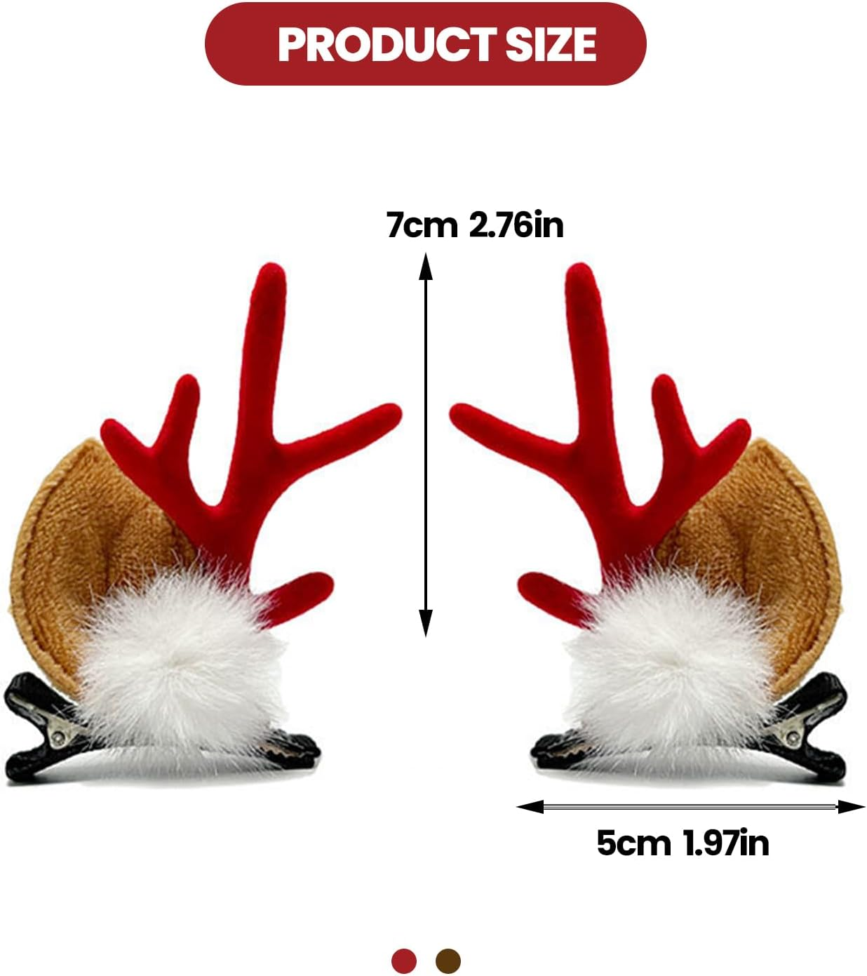 Xlihdzum Christmas Deer Antler Hair Clips for Girls Reindeer Ear Hair Barrettes for Women - Festive Christmas Hair Accessories Featuring Fun Deer Ears and Deer Antlers for Xmas Party and Cosplay (Brown) image number 4