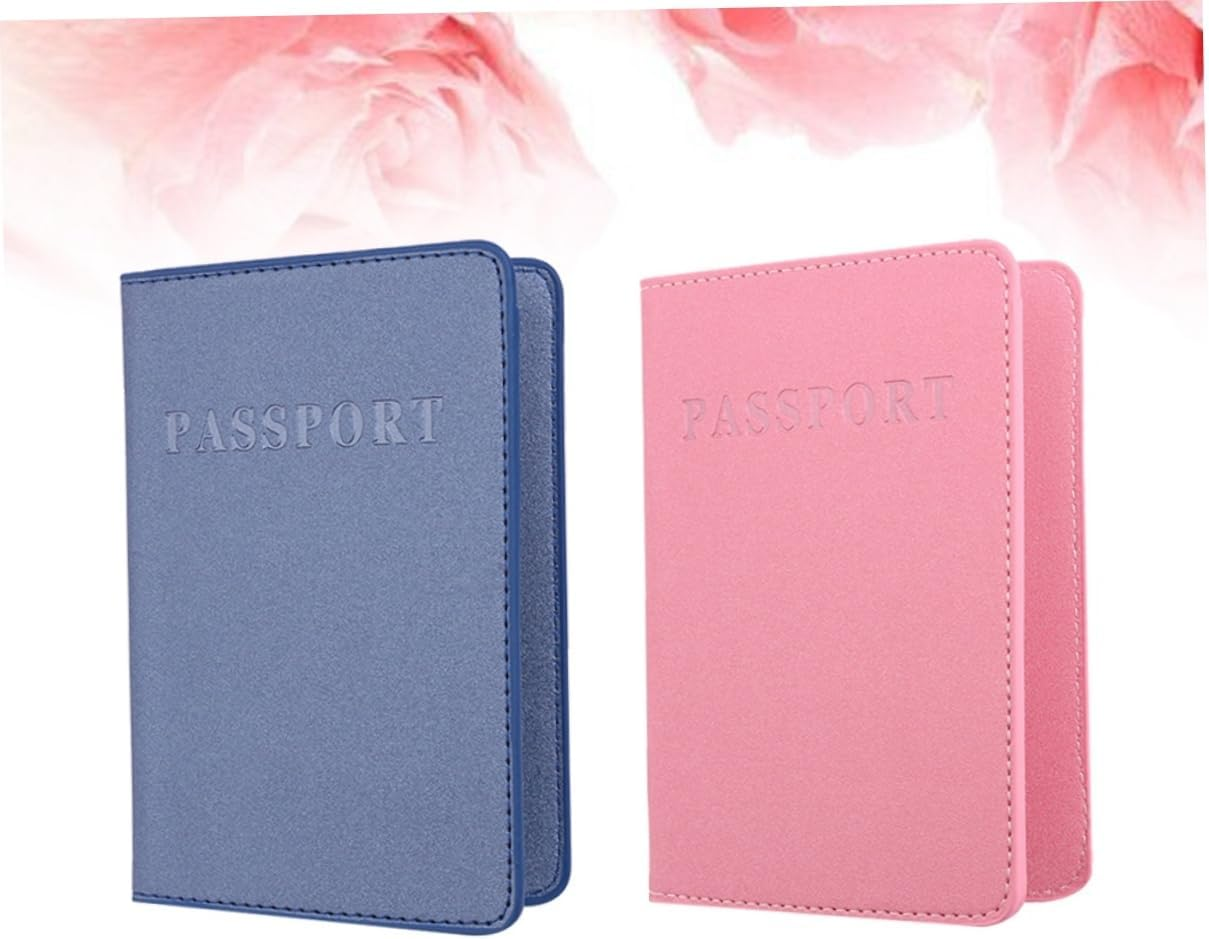 SOESFOUFU 2Pcs Multi-Functional RFID Passport Holder Pouch Magnetic Closure Dull Polish Pu Leather Travel Pouch image number 1