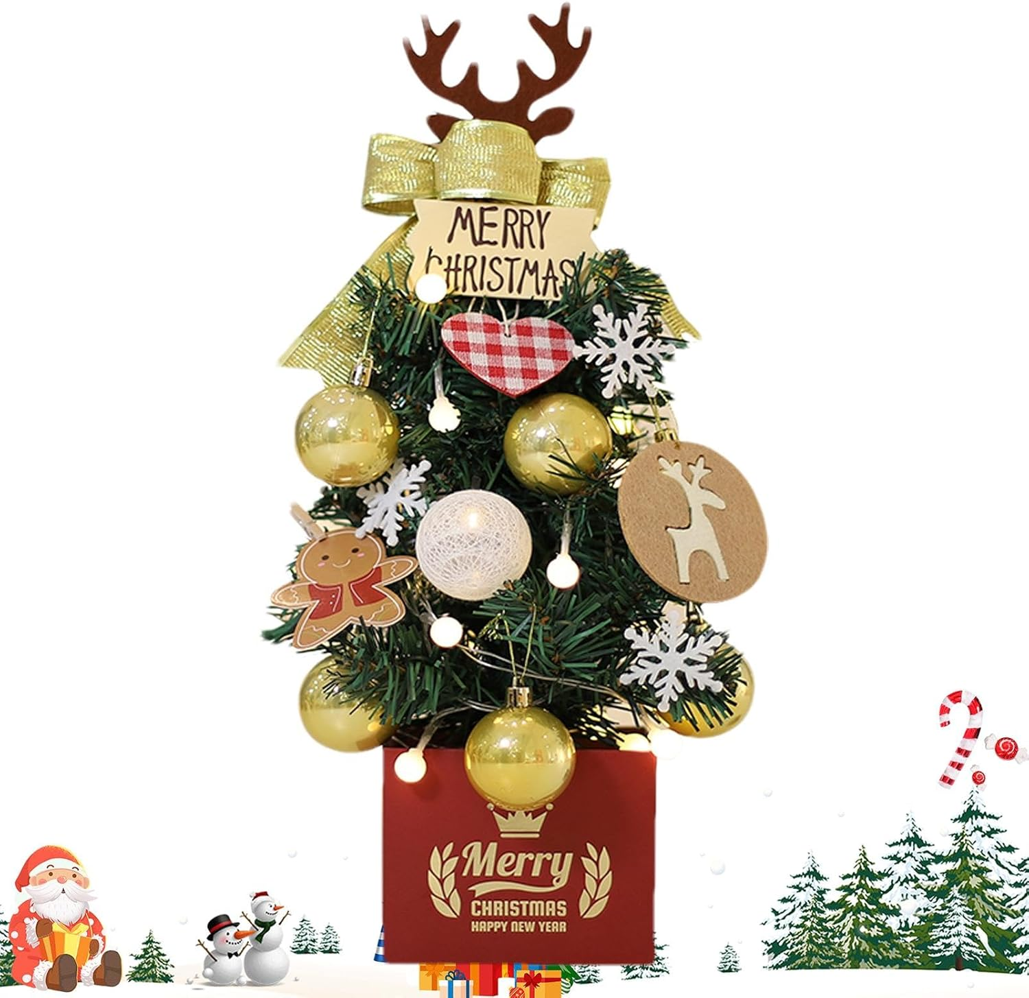 Christmas Tree Table Decor - PE Flocked Small Christmas Tree for Crafts | Christmas Tree Material Package for Winter Festival Centerpieces image number 5