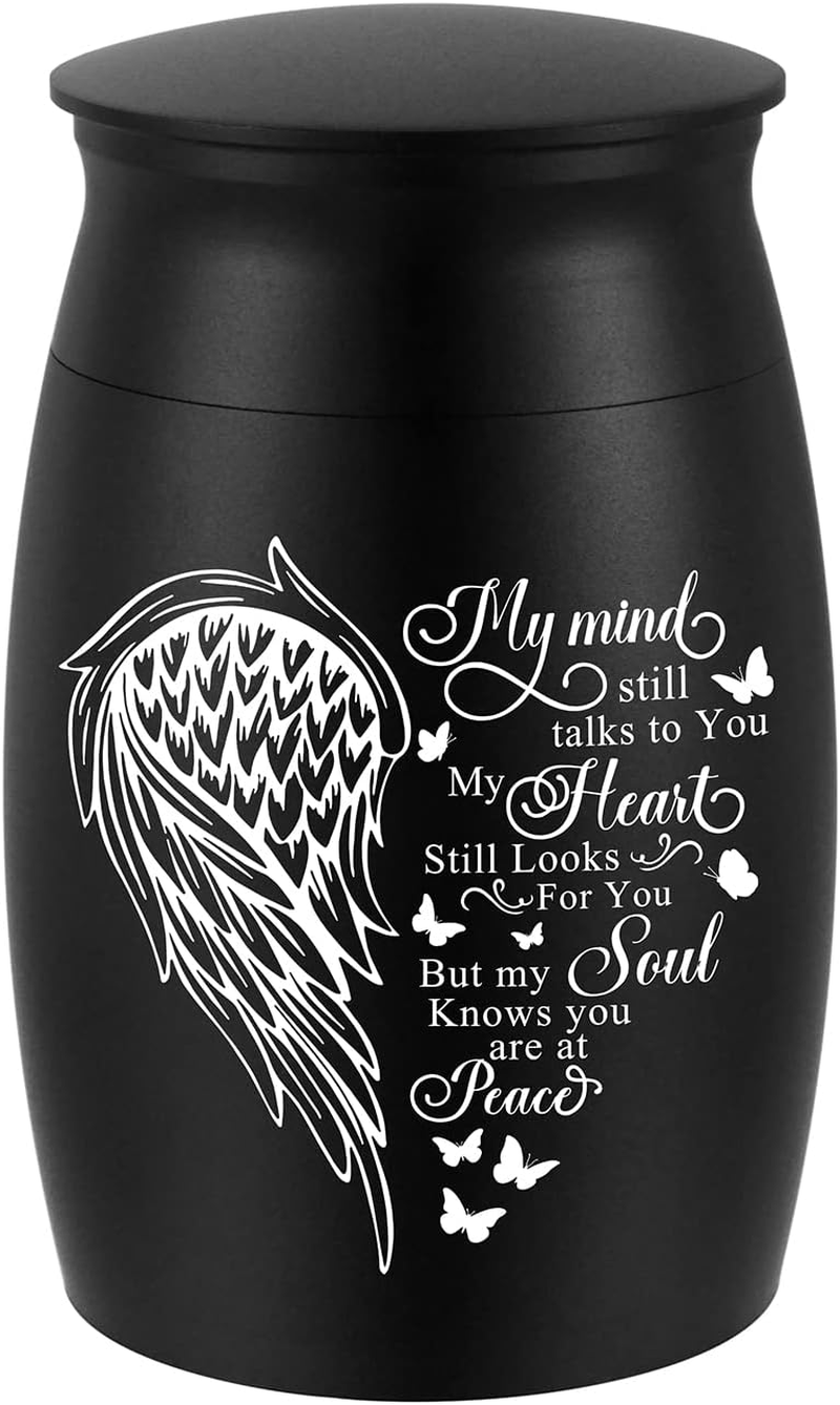 Small Urns for Human Ashes Aluminum Mini Urn for Ashes Wing Small Cremation Urn Memorial Keepsake Ash Holder-My Mind image number 1