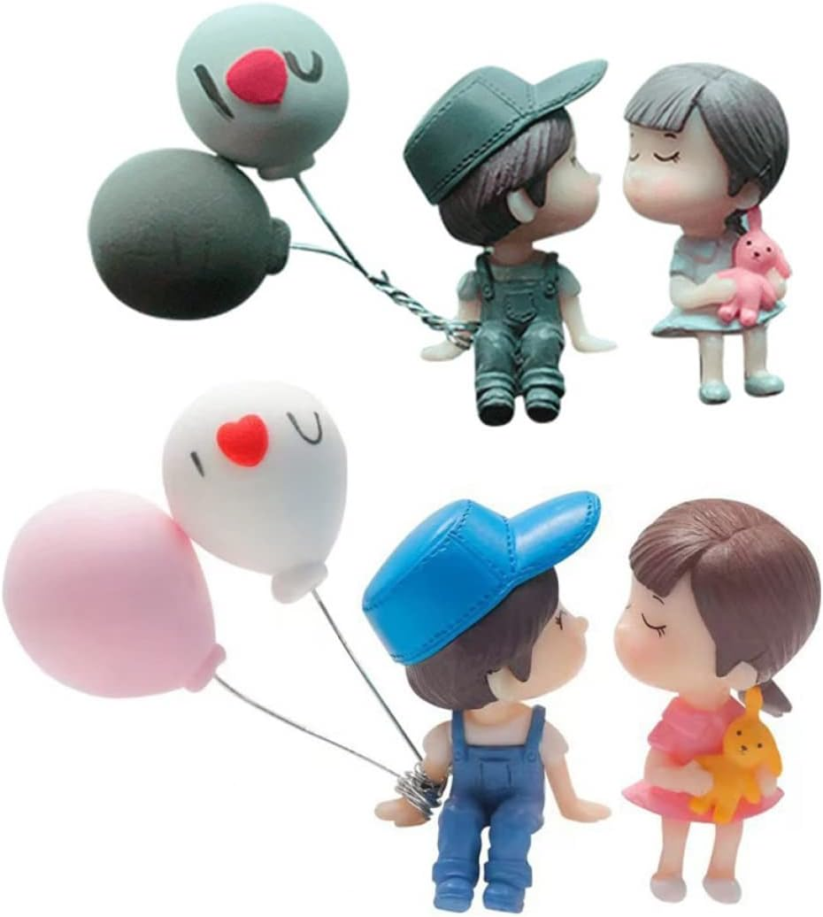 2 Pairs Decors Plastic Girls Car Figure Cartoon Romantic Girl Balloon Decoration Action Dashboard and Resin for Accessories Cute Kiss Day Interior Boy image number 3