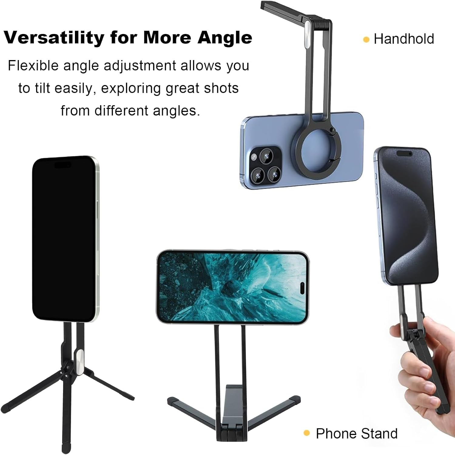 QFFAFAR Magnetic Phone Tripod Stand for Iphone, Tripod Magnetic Phone Stand Phone Mount Tripod for Phone for Mag Safe Selfie Stick, Quick Mount Compatible with Iphone 17 16 15 14 13 12 image number 2