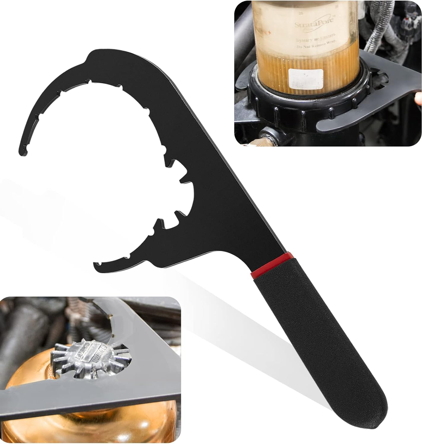 61110 Diesel Fuel Filter Wrench for Davco, 6" - Oil Filter Removal Tool for Paccar, Kenworth, Peterbilt, Cummins, Caterpillar, Detroit Diesel, Etc