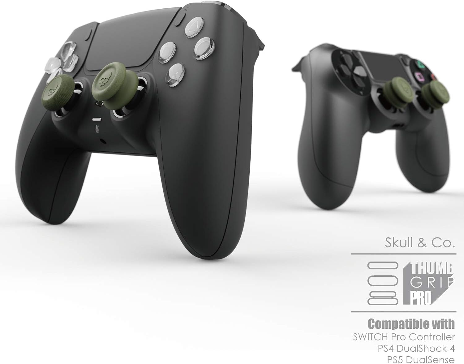 Skull & Co. Skin, CQC and FPS Thumb Grip Set Joystick Cap Analogue Stick Cap for Nintendo Switch Pro Controller & PS5 / PS4 / Slim/Pro Controller - White, 3 Pairs (6 Pieces)