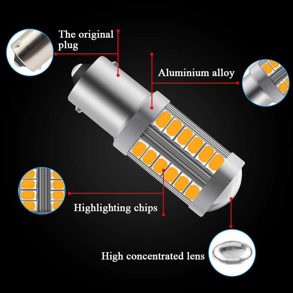 4Pcs Amber 1156 BA15S P21W 5630 33SMD Car LED Bulbs 900LM Super Bright LED Front and Rear Turn Signal Light 12-30V 3.6W image number 2