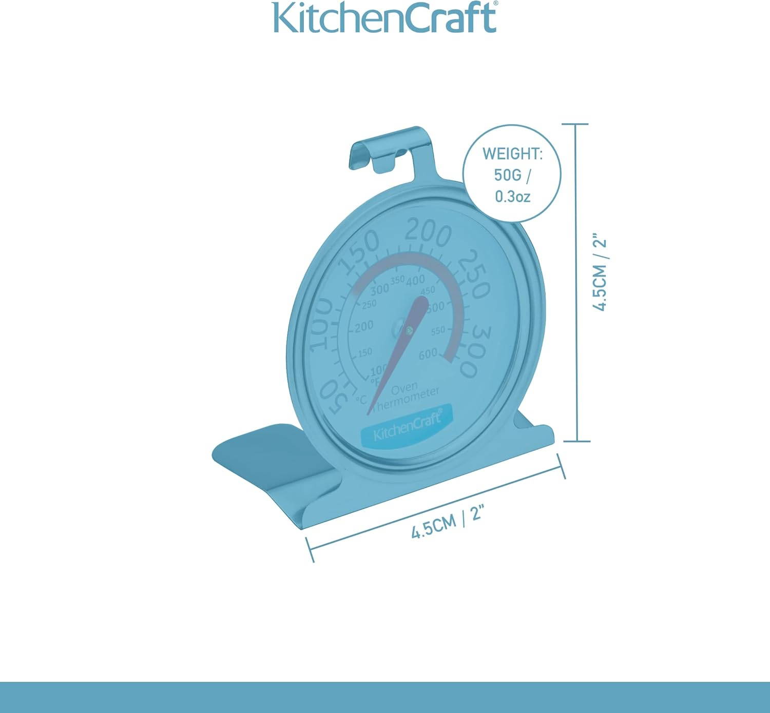 Kitchencraft Oven Thermometer, Stainless Steel over Thermometer for Fan Oven and Gas Oven, 6.5 X 8 Cm, Silver image number 2