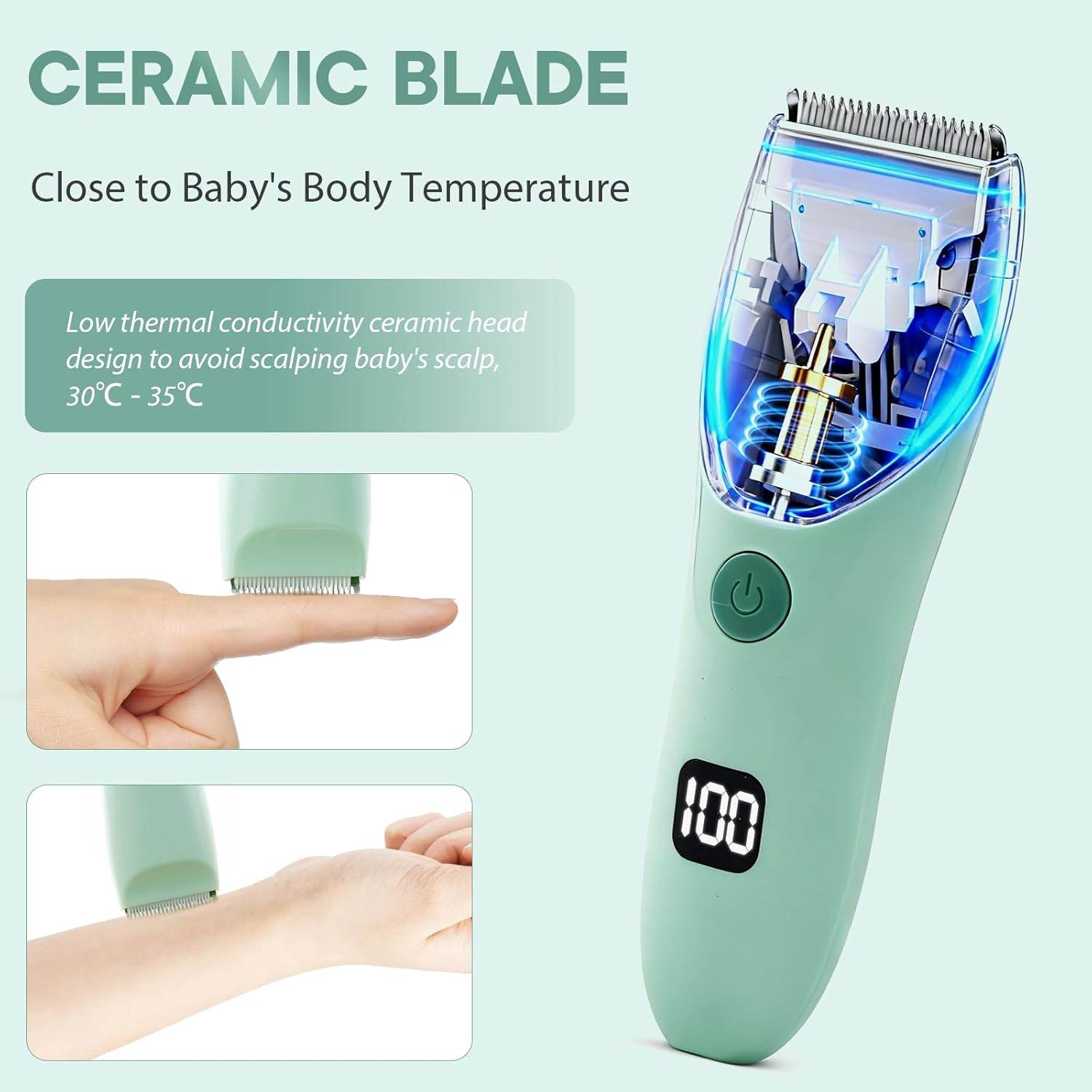 Baby Hair Clippers, Ultra-Quiet Hair Cutting Trimmer for 0-12, Waterproof Rechargeable&Cordless Hair Trimmer Kit for Infant Toddler&Kids