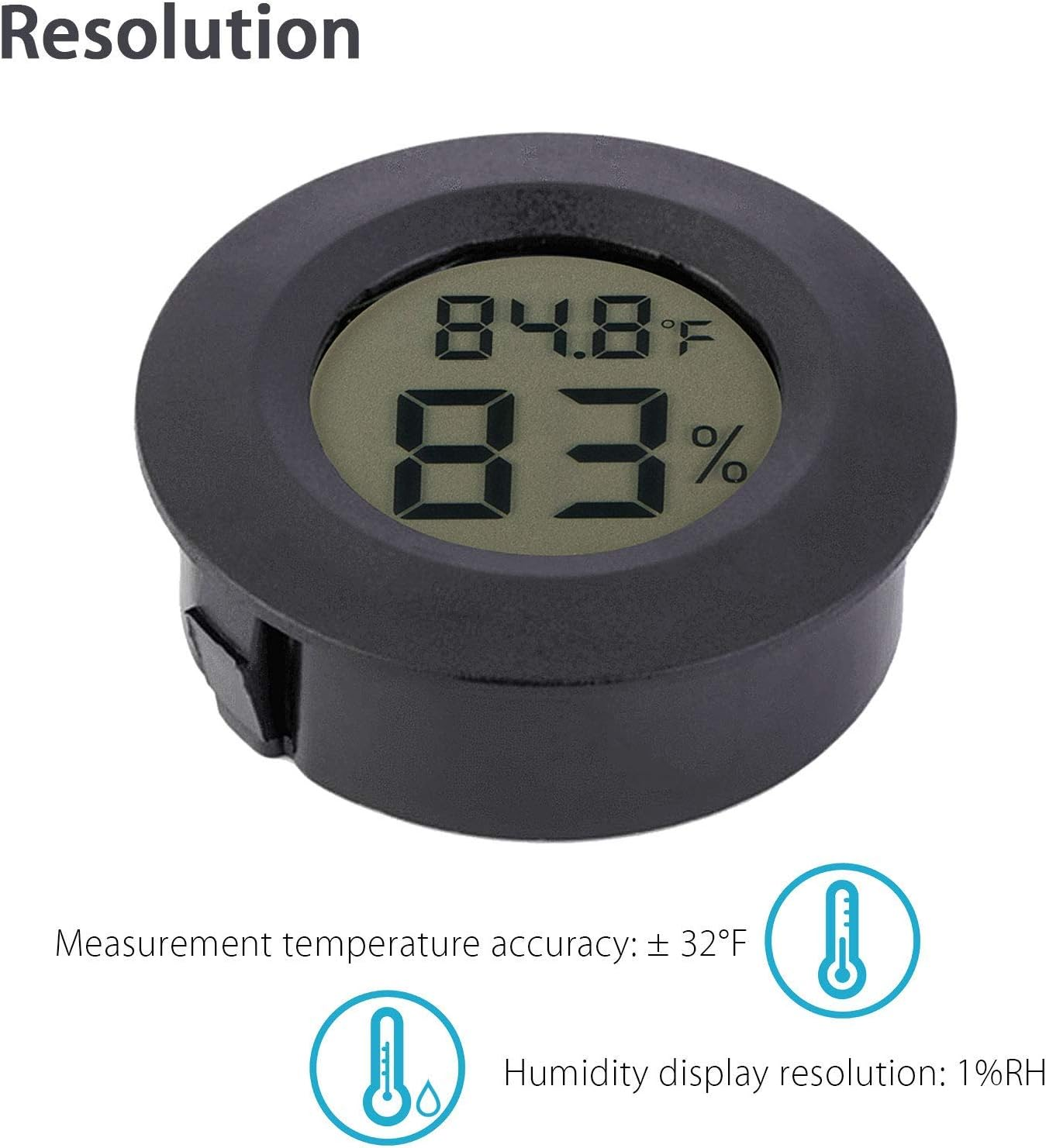 Eeekit 6-Pack Hygrometer Thermometer Digital LCD Monitor Indoor Outdoor Humidity Meter Gauge for Humidifiers Dehumidifiers Greenhouse Basement Babyroom, Black Round, Measure in Fahrenheit/Celsius image number 2