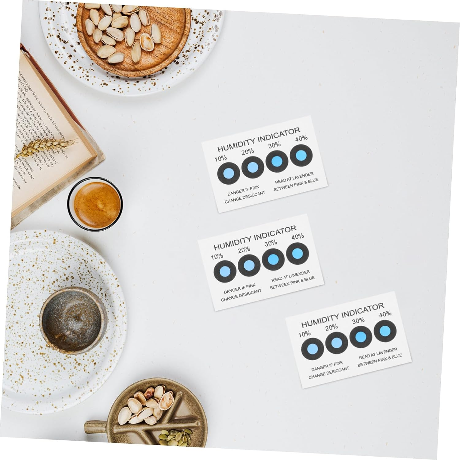 BESTYASH 100Pcs Humidity Indicator Card 10%-40% Moisture Range Moisture Detection Strip for Artwork Storage and Book Collections Humidity Control Packet Regulation Pack image number 5