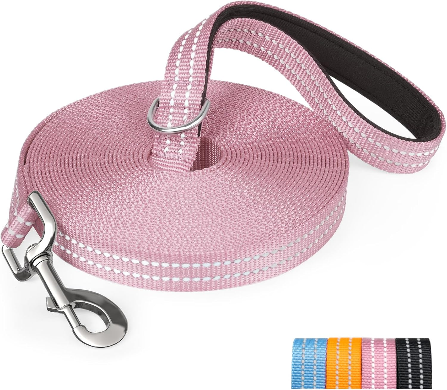 Long Dog Leash Training Lead 10M Leash for Dog Training Line Dog Leash 30Ft Leash for Dogs outside 30 Feet Nylon Padded Handle Reflective Hiking Yard, Pink image number 5