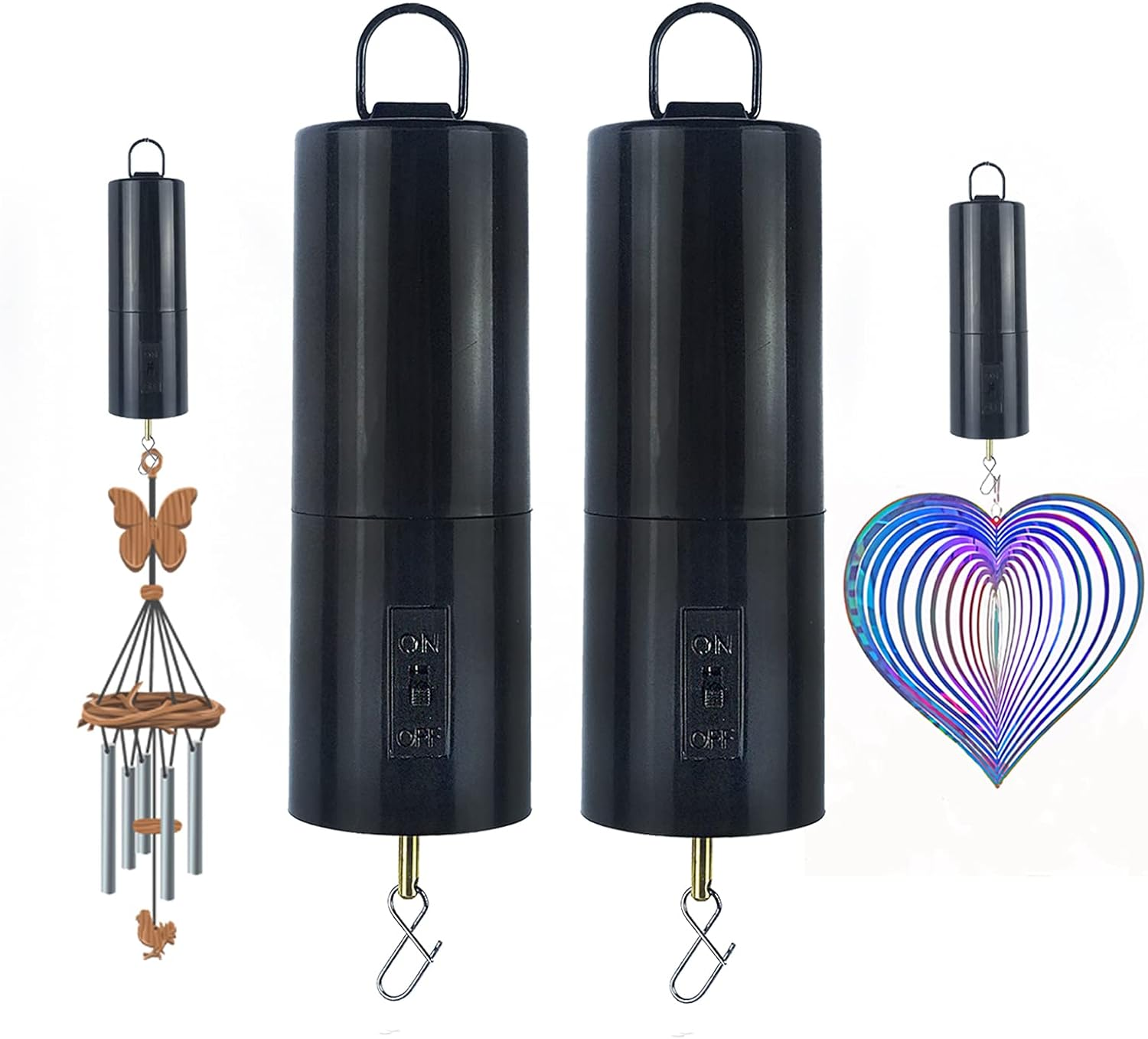 2 Pack Wind Spinner Motor Hanging Display Motor Battery Operated 20 RPM Rotating Motor Multi-Purposes for Wind Spinner Mobile Yard Decor Hanging Ornament Outdoor Sculptures-Medium Speed (2 Pcs Black)