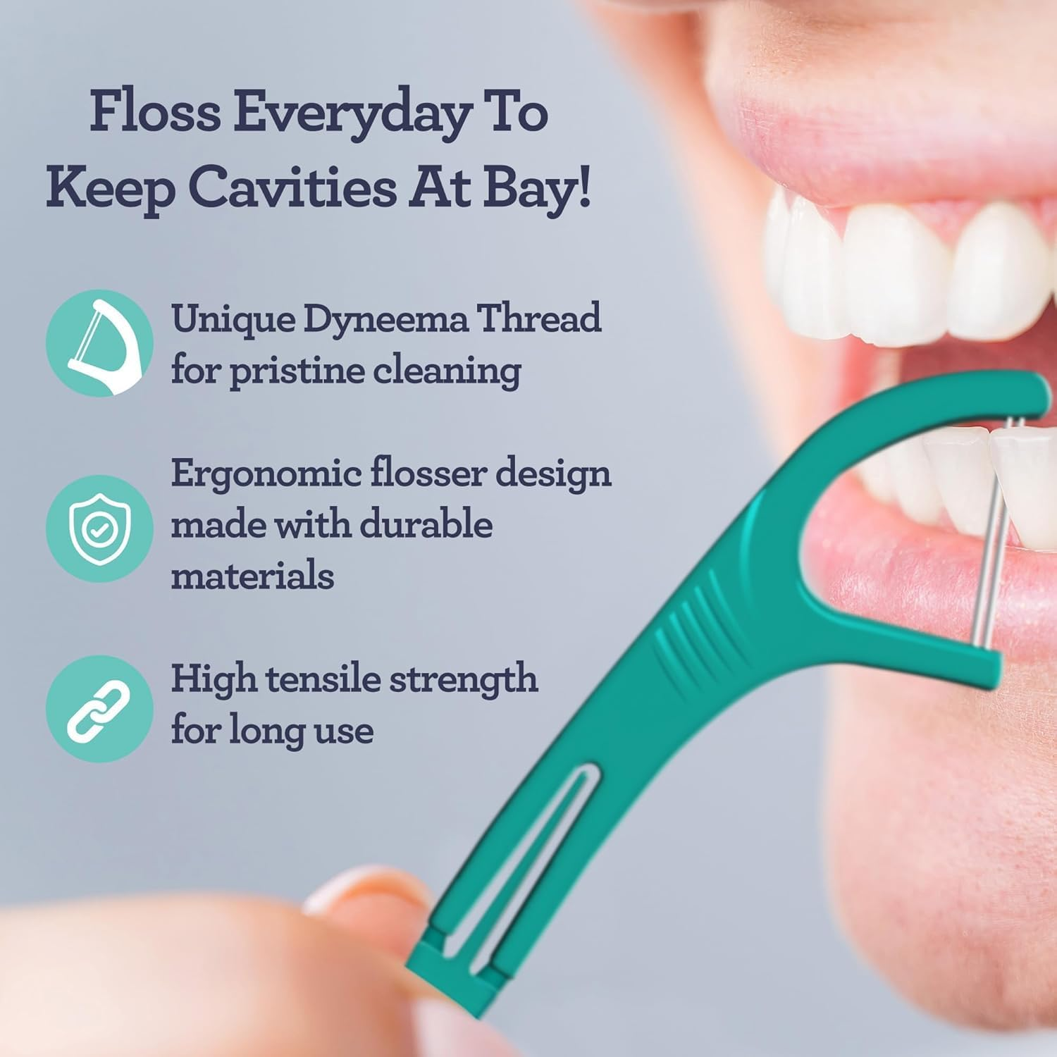 Gurunanda Dual Slickers Floss Picks - Double Threaded Dyneema Dental Floss with Foldable Toothpick for Effective Plaque Removal - Unflavored- 150 Ct image number 2