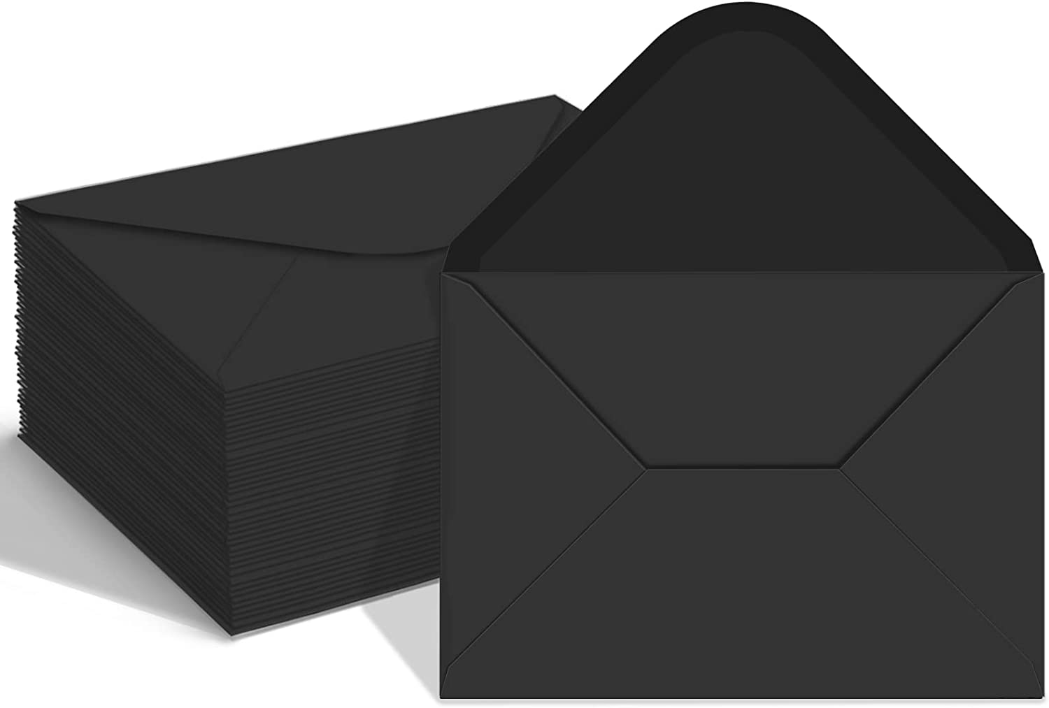 YINUOYOUJIA 100 Pack Black 4X6 Envelopes, A6 Size, Classy V-Flap, Ideal for Wedding, Baby Shower, Graduation Invitations image number 2