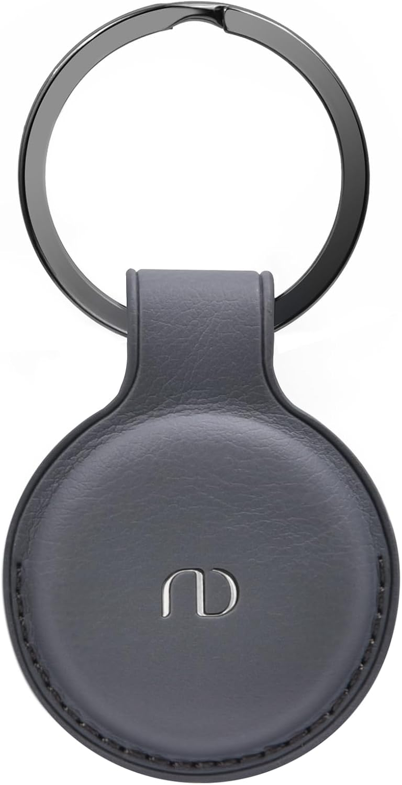 Nereides Leather Case for Airtag 2021, Protective Airtags Case Cover with Keychain Anti-Scratch Tracker Holder for Car Key/Pet/Cat/Dog (Grey)