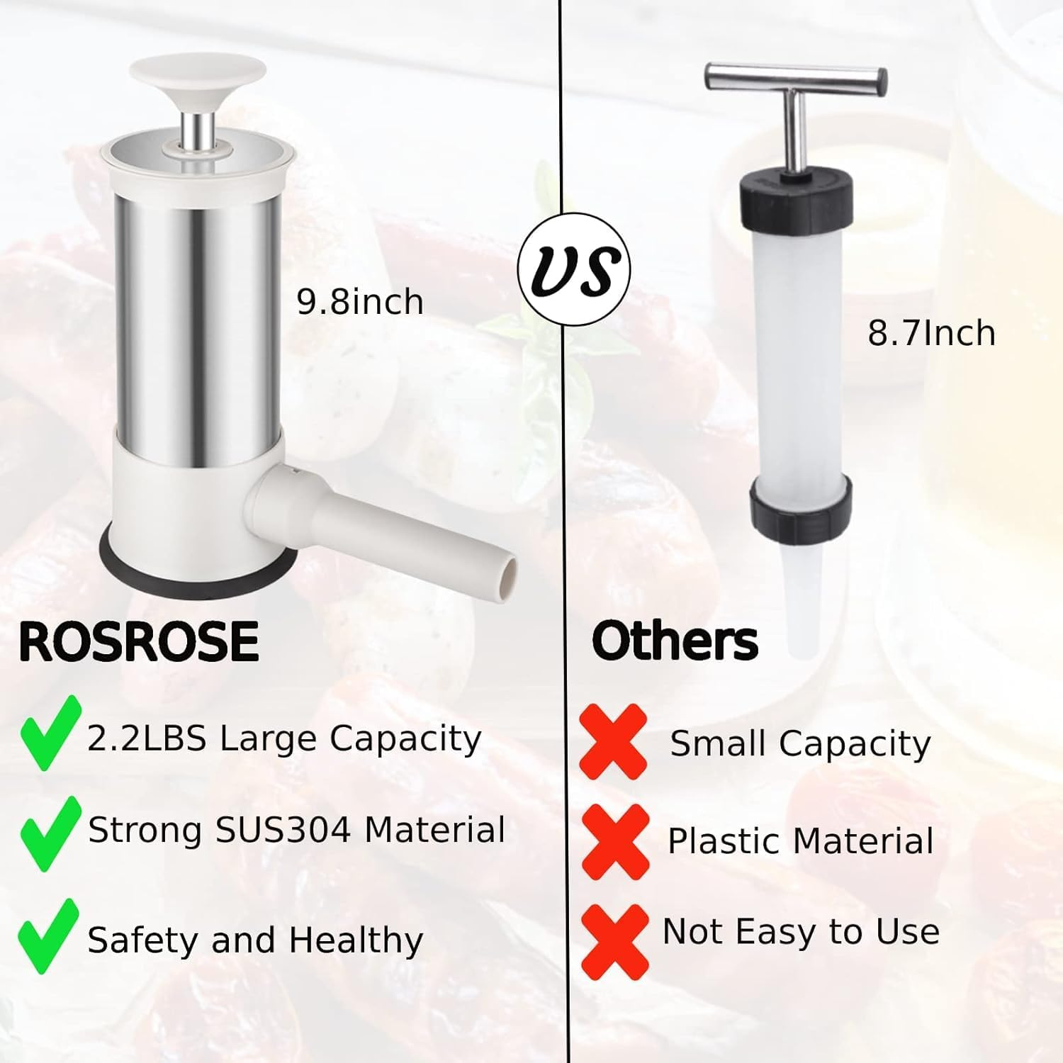 Sausage Stuffer Machine W/4 Stuffing Tubes, Meat Stuffer Sausage Filling, Homemade Manual Vertical Sausage Maker Tool Kit for Household Kitchen, 2.2 LBS Large Capacity image number 5