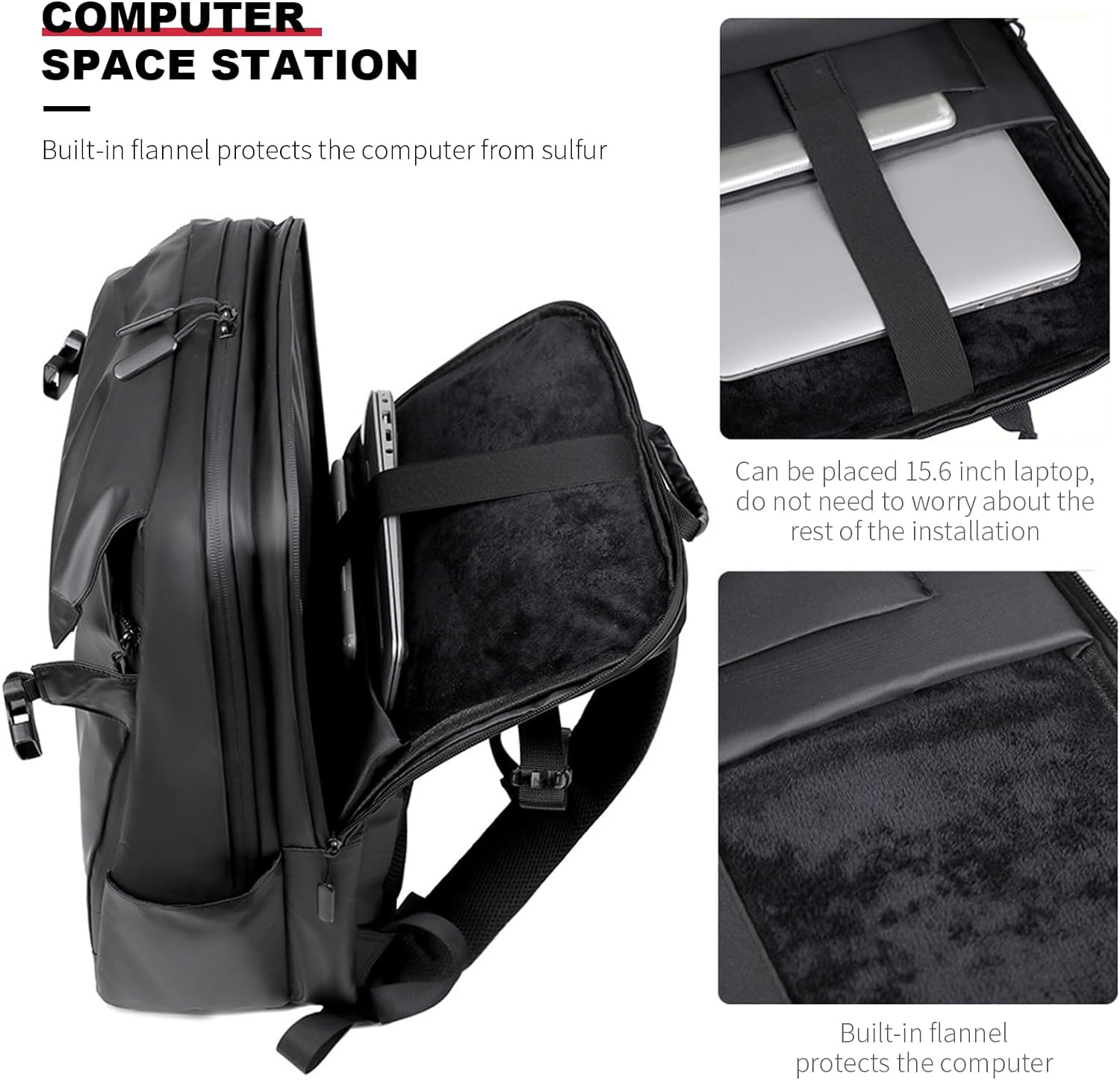 Laptop Backpack,Travel Backpack School Bag Business College Big Sport Backpacks with 3 Compartments, Water Resistant PU Leather, Unisex Backpack