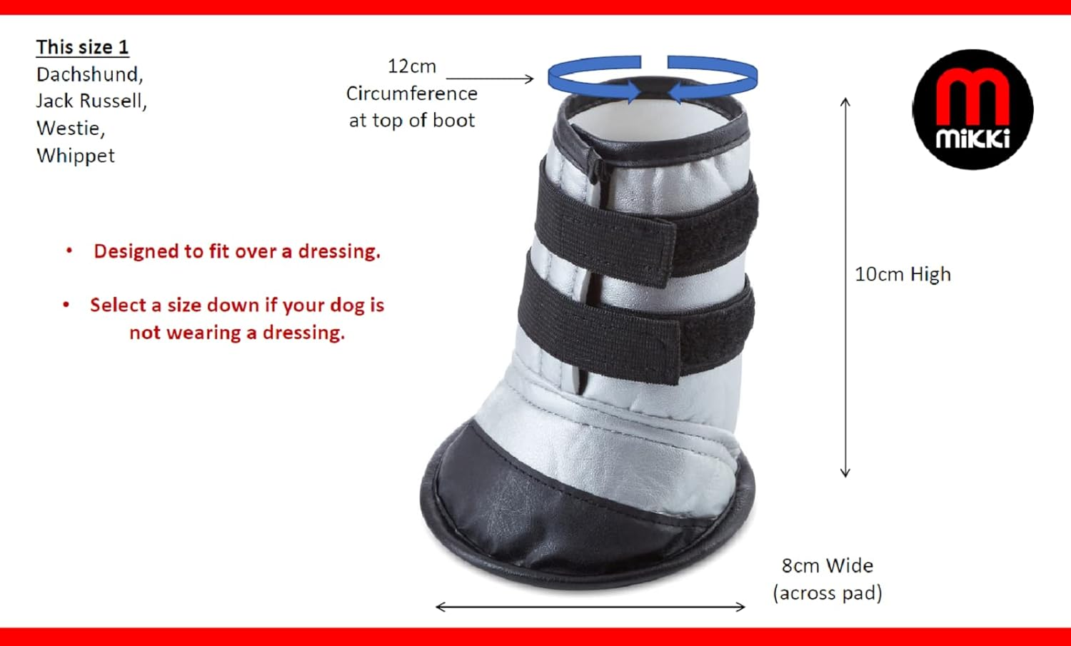 Mikki Dog, Puppy Hygiene Protective Dog Boot - Helps Keep Injured Paws Dry and Clean - Size 1 image number 2