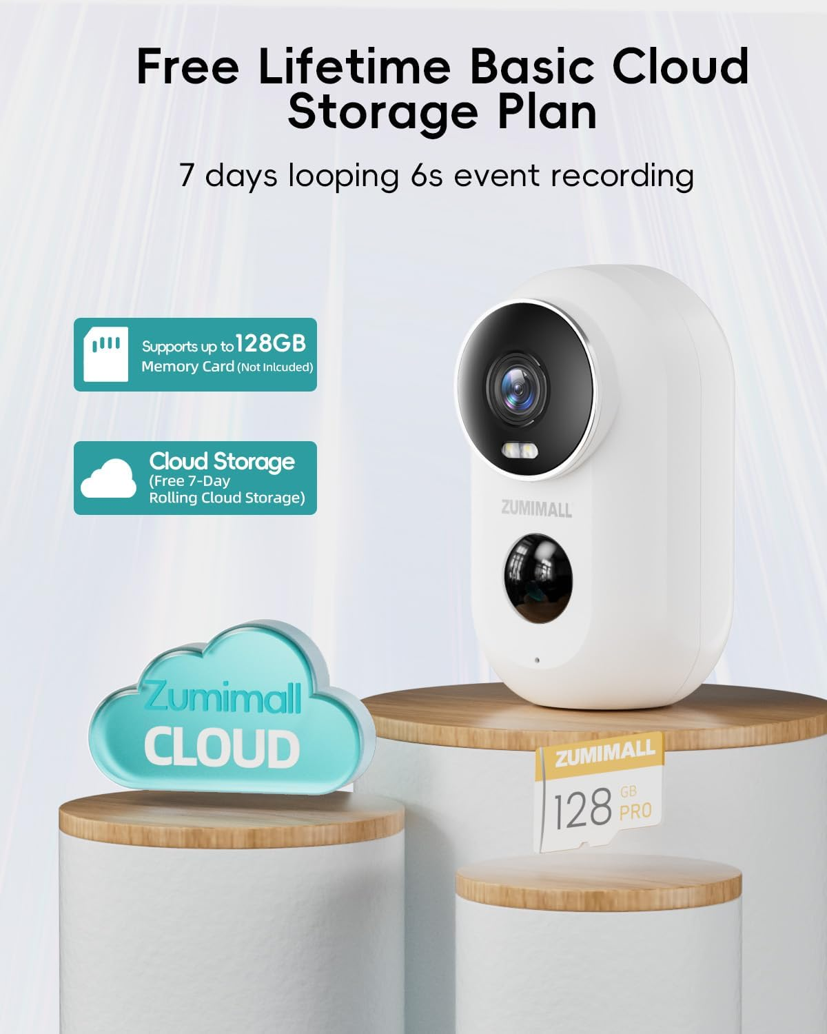 ZUMIMALL 2K Security Cameras Wireless Outdoor with Magnetic Mount, 3MP Outdoor Camera Wireless Battery Powered, 2.4G Wifi Cameras for Home Security Indoor, Color Night Vision/Siren/Pir/Ai/Alexa(White) - Black-Single Camera image number 3