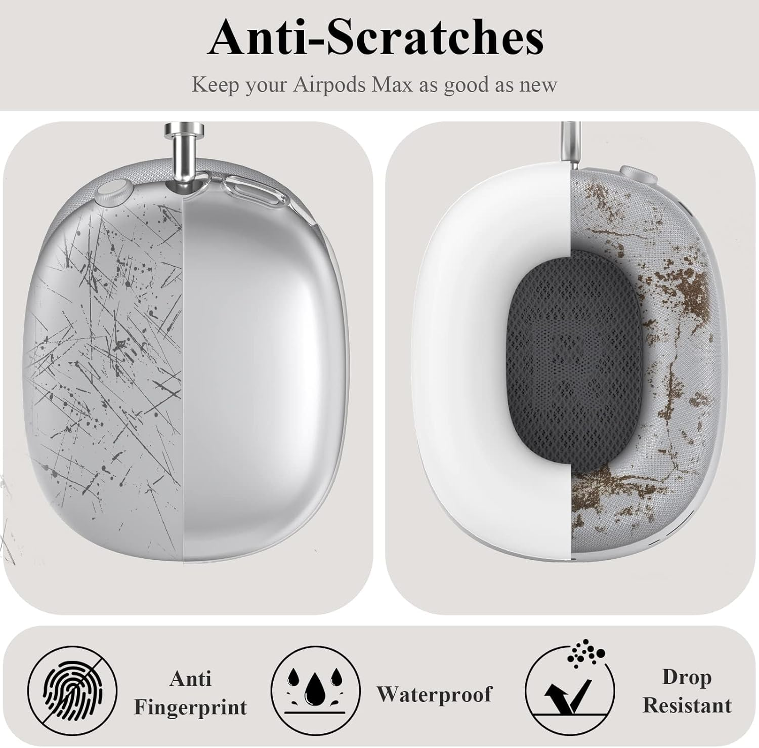 Silicone Case Cover for Airpods Max Headphones, 3In1 Clear Soft TPU Ear Cups Cover/Ear Pad Case Covers/Headband Covers for Airpods Max (Clear) image number 3