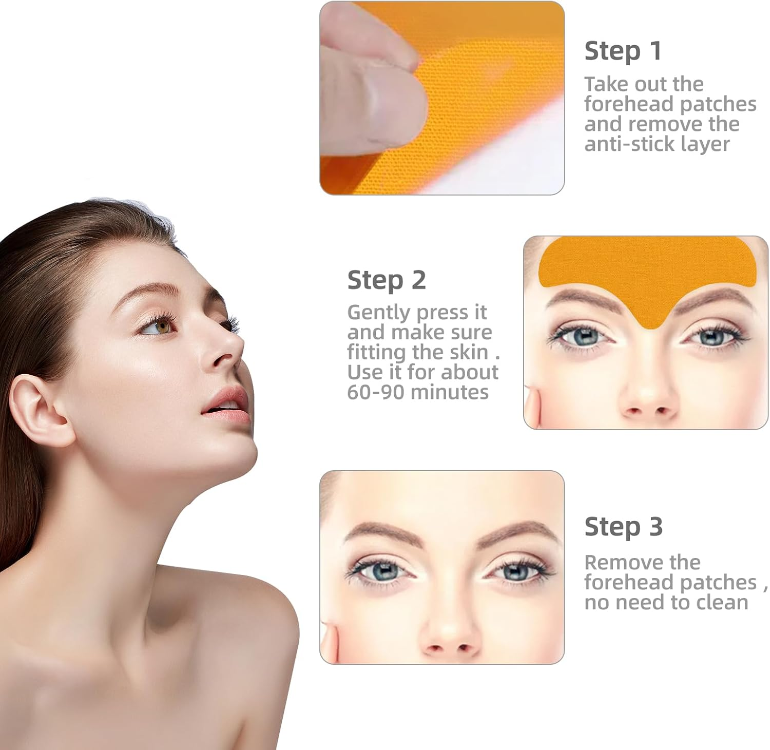 Hzqzaoan 10 Pcs Forehead Wrinkle Remover Patch - Smooth Forehead & Fine Lines, Lifting Facial Skin Patches with Hydrolyzed Collagen & Centella Asiatica, Premuim Suitable Wrinkle Patches for Fine Lines image number 3