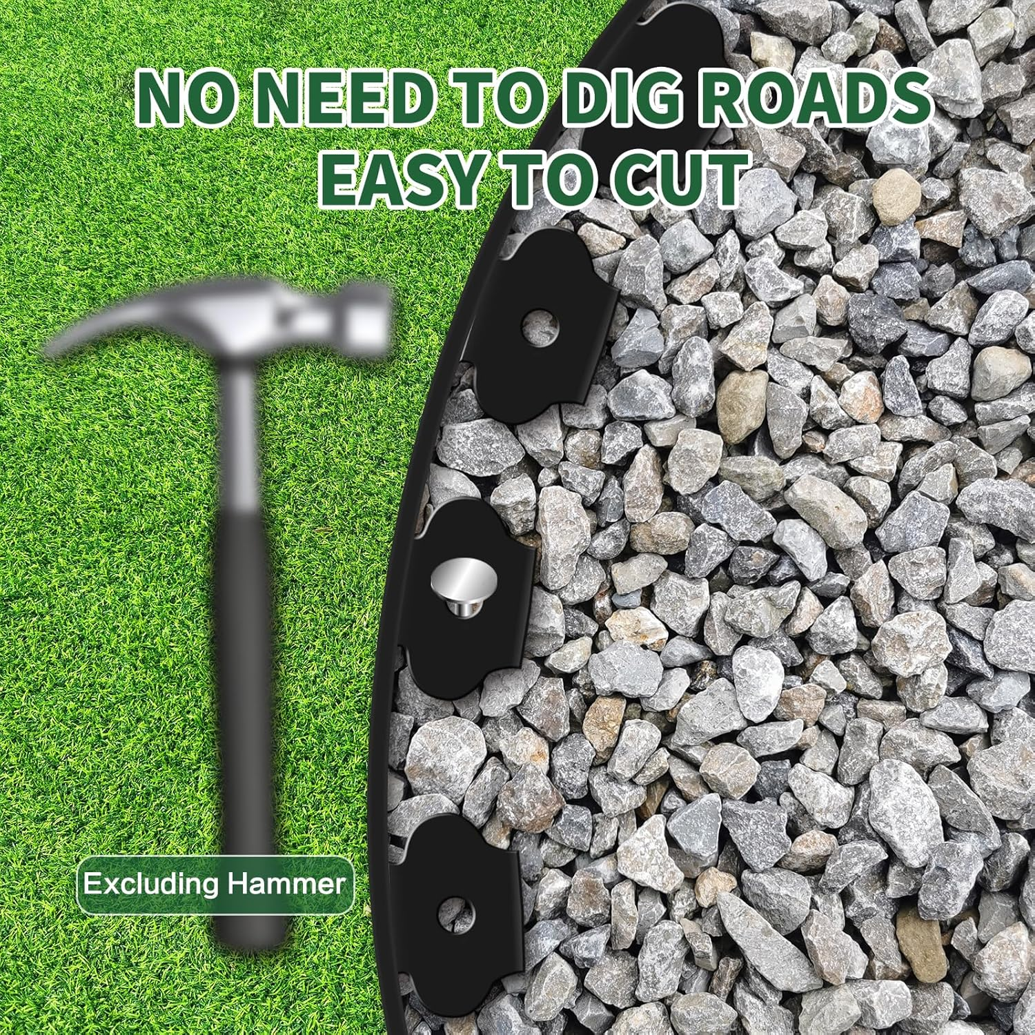 Lawn Edging Kit, 4 Inch High Flexible Lawn Edging Border Kit for Lawn Trimming with 30 Steel Anchors, 33 Ft Long. image number 6
