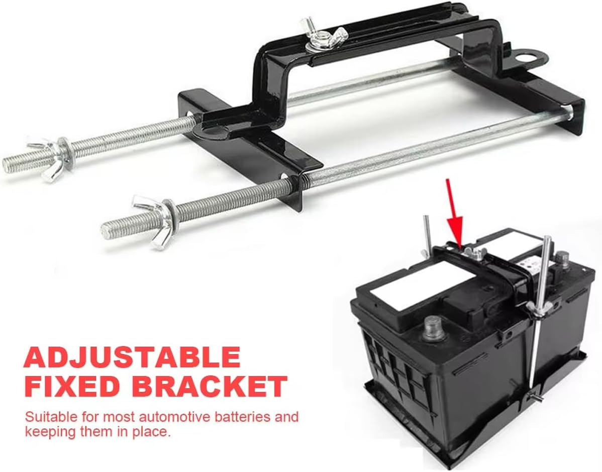 AIMALL Adjustable Car Battery Bracket Holder - Universal Metal Rack Stand for Trucks and Cars, Adjustable Width, Fits Multiple Sizes image number 3