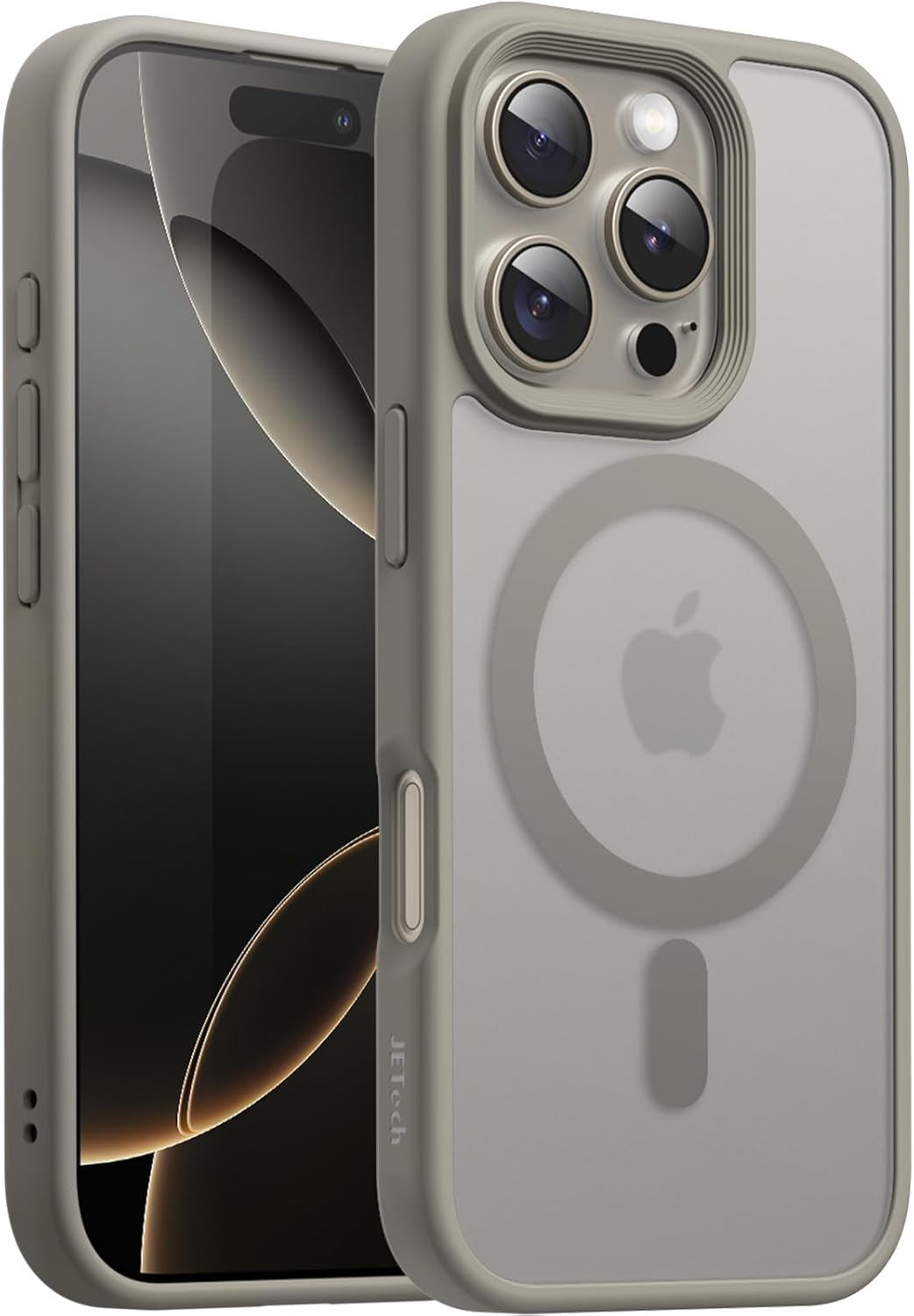 Jetech Magnetic Case for Iphone 16 Pro Max 6.9-Inch Compatible with Magsafe, Translucent Matte Back Slim Shockproof Phone Cover (Natural Titanium)