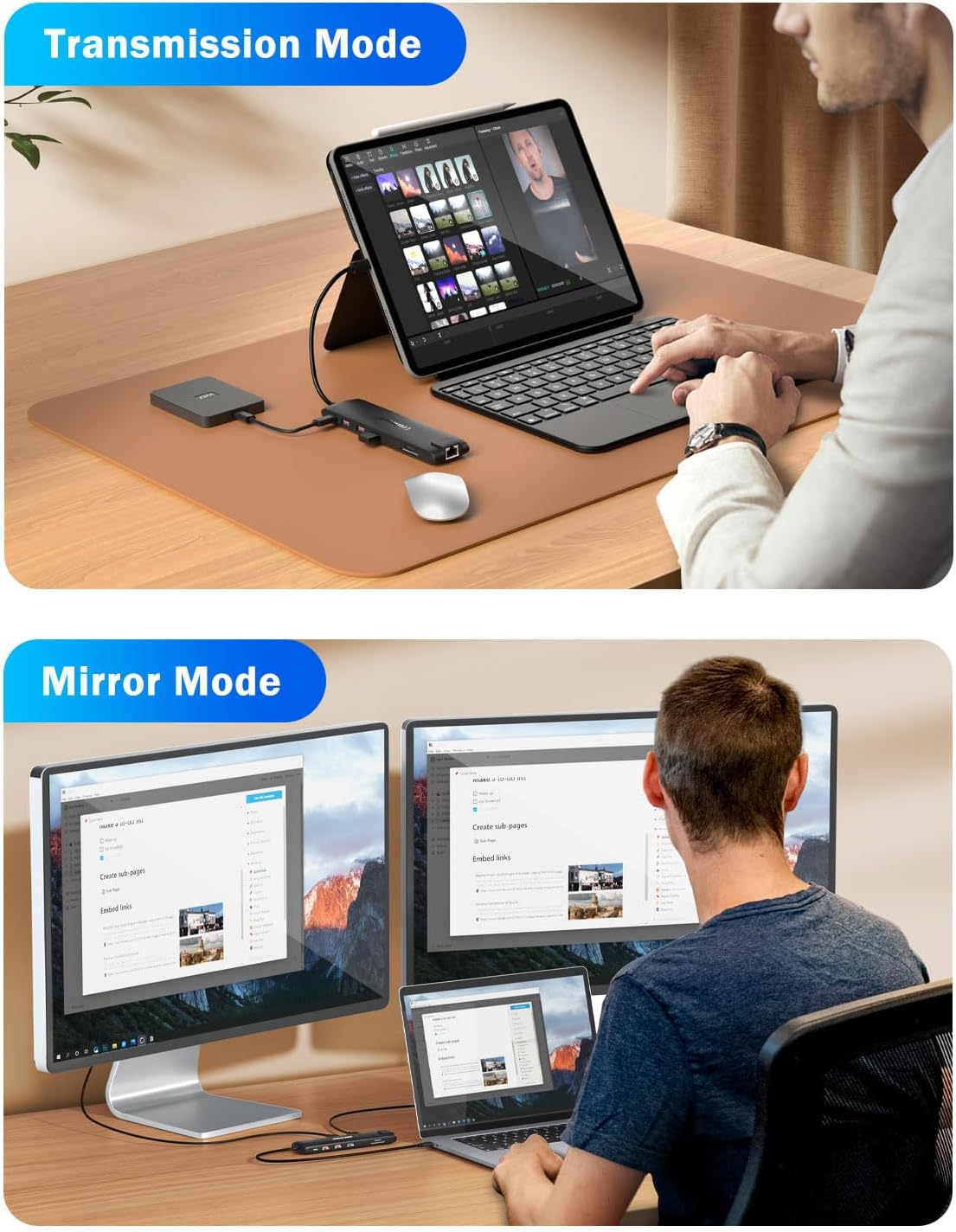 Lemorele 13 in 1 Laptop USB C Docking Station Dual Monitor Multiport Adapter HDMI Dock Triple Display with 2HDMI,VGA,2 10Gbps USB 3.1/2.0,USB C 3.1,PD,RJ45,SD/TF,3.5MM for Hp,Surface,Macbook Laptops image number 4