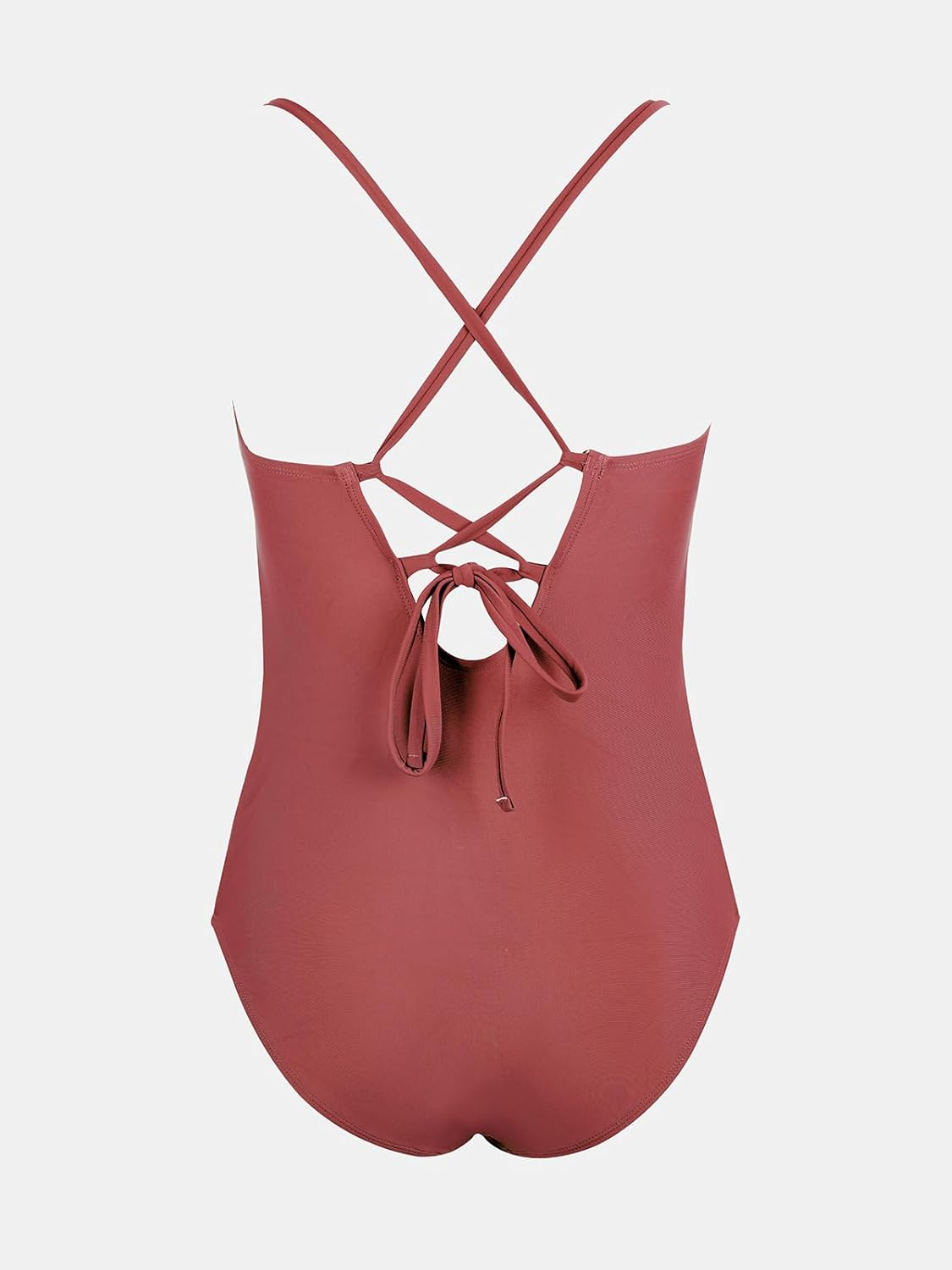 CUPSHE Maternity One Piece Swimsuit Scoop Neck Women'S Bathing Suit Scalloped Lace up Back Criss Cross Tie Pregnancy image number 2