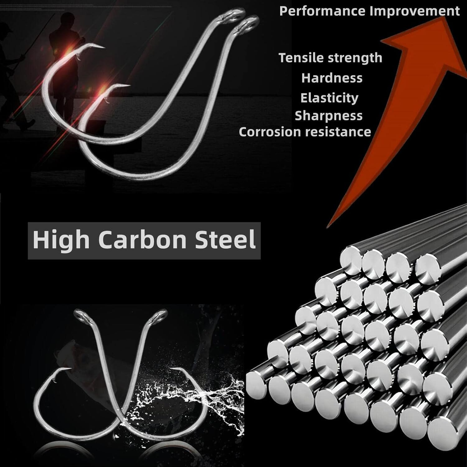 Fishing Hooks 2X Strong Offset Octopus Sport Circle Hooks Freshwater Saltwater Fish Hooks Bulk Fishing Hooks Set #1 1/0 2/0 3/0 4/0 5/0 6/0 8/0