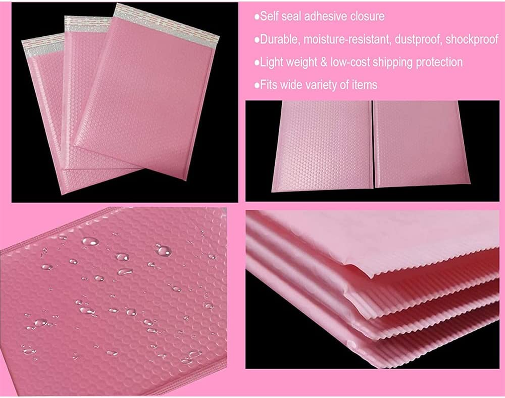 BIGTEDDY 25Pcs Bubble Mailers Padded Envelopes Lined Poly Mailer Self Seal,Pink 11X15Cm