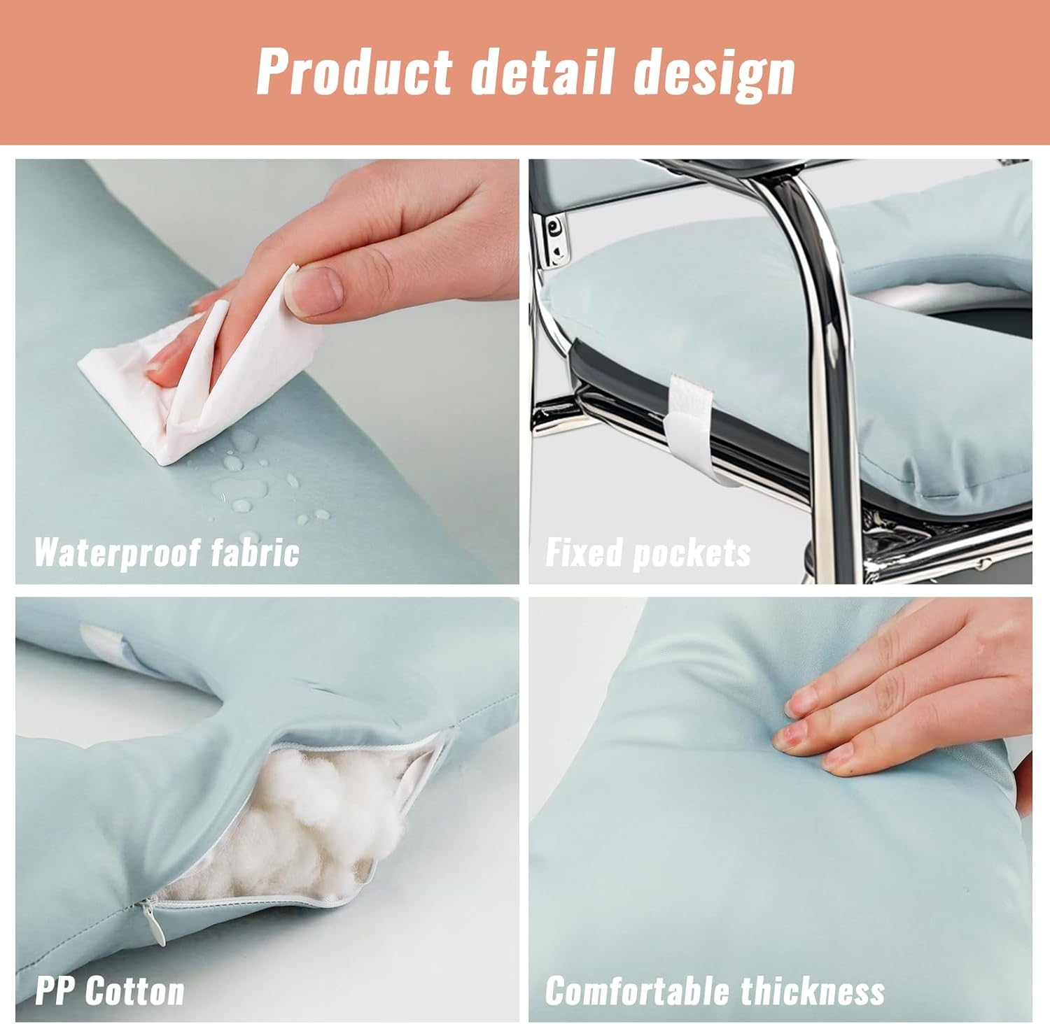 Bedside Commode Cushion, Seniors Portable Seat Cushion for Toilet/Shower/Bedside, Universal Fit Commode Padded Seat for Elderly, Seats Pad Cover Toilet Seats 17X17 with Fixing Straps (Blue) image number 3