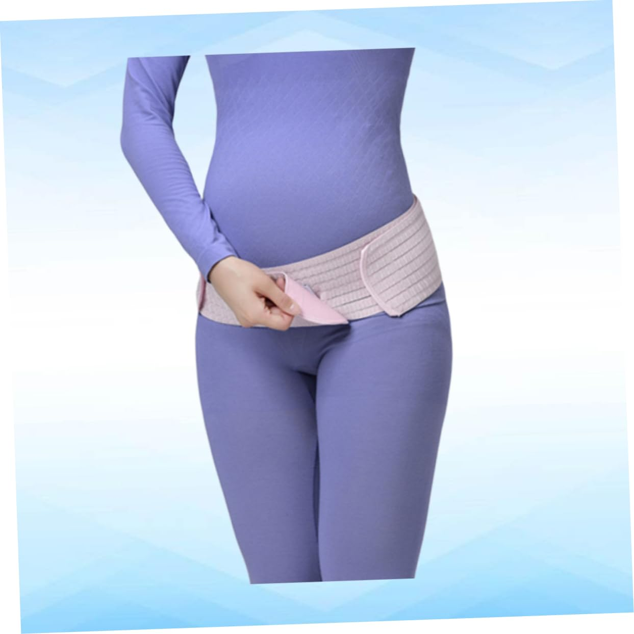 Pregnant Women Dual-Layer Breathable Abdominal Support Belt Pink Free Size Postpartum Pelvic Waist Care Band Pregnancy Back Brace image number 2