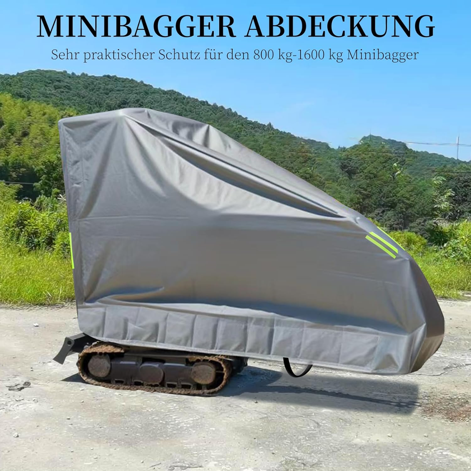 Mini Excavator Cover, Excavator Protective Cover, All-Round Protection, Abrasion-Resistant, Durable, Scratch-Resistant, Waterproof, Uv-Resistant, Tarpaulin for Excavators 800 Kg - 1800 Kg, Grey