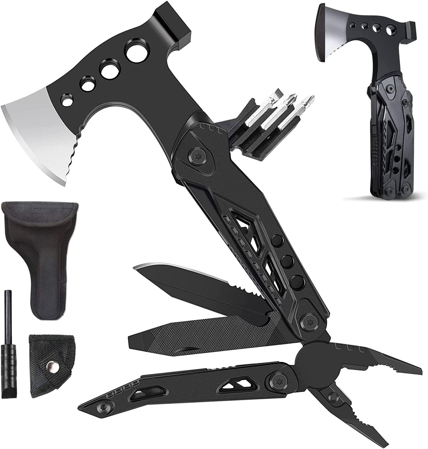 Gifts for Men Dad Husband, Camping Multitool, All in One Survival Tools with Knife Hammer Saw Screwdrivers Pliers Bottle Opener Durable Sheath, Christmas Birthday Fathers Day for Him Boyfriend image number 3