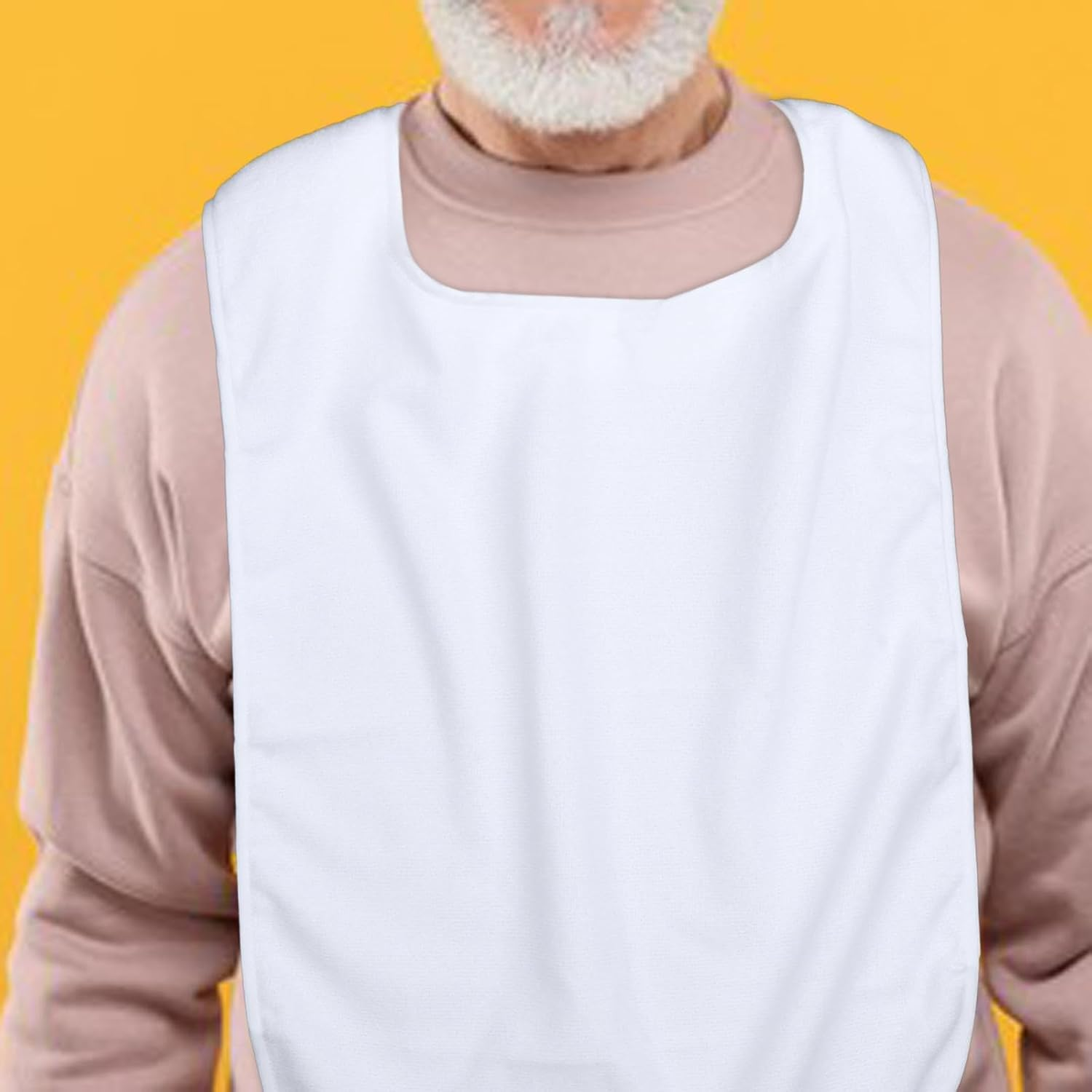 Adult Bib Waterproof Eldly Bib Adult Washable Dining Bib Mealtime Bib Clothing Protector for Elderly Men Women, White - White image number 5