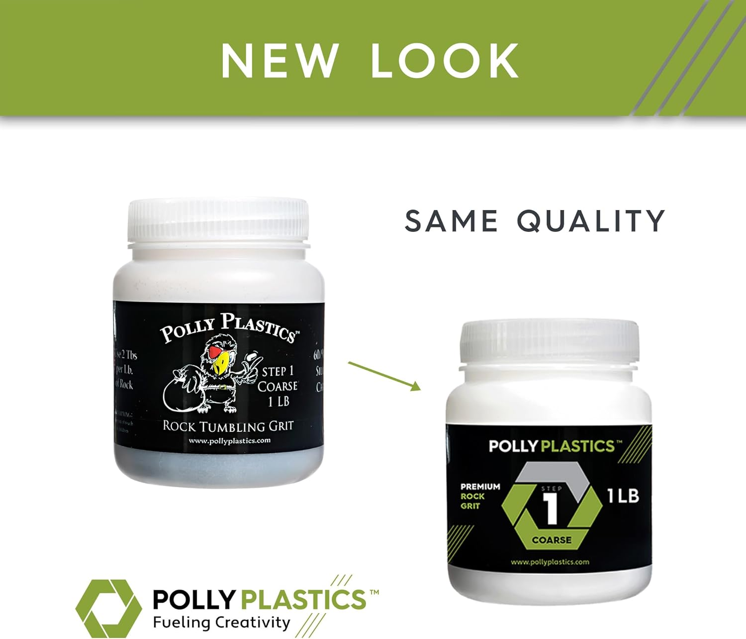 Polly Plastics Rock Tumbler Media Grit Refill, 1 Lb Final Polish 1200 Fine Aluminum Oxide, Stage 4 for Tumbling Stones (2 Pack)