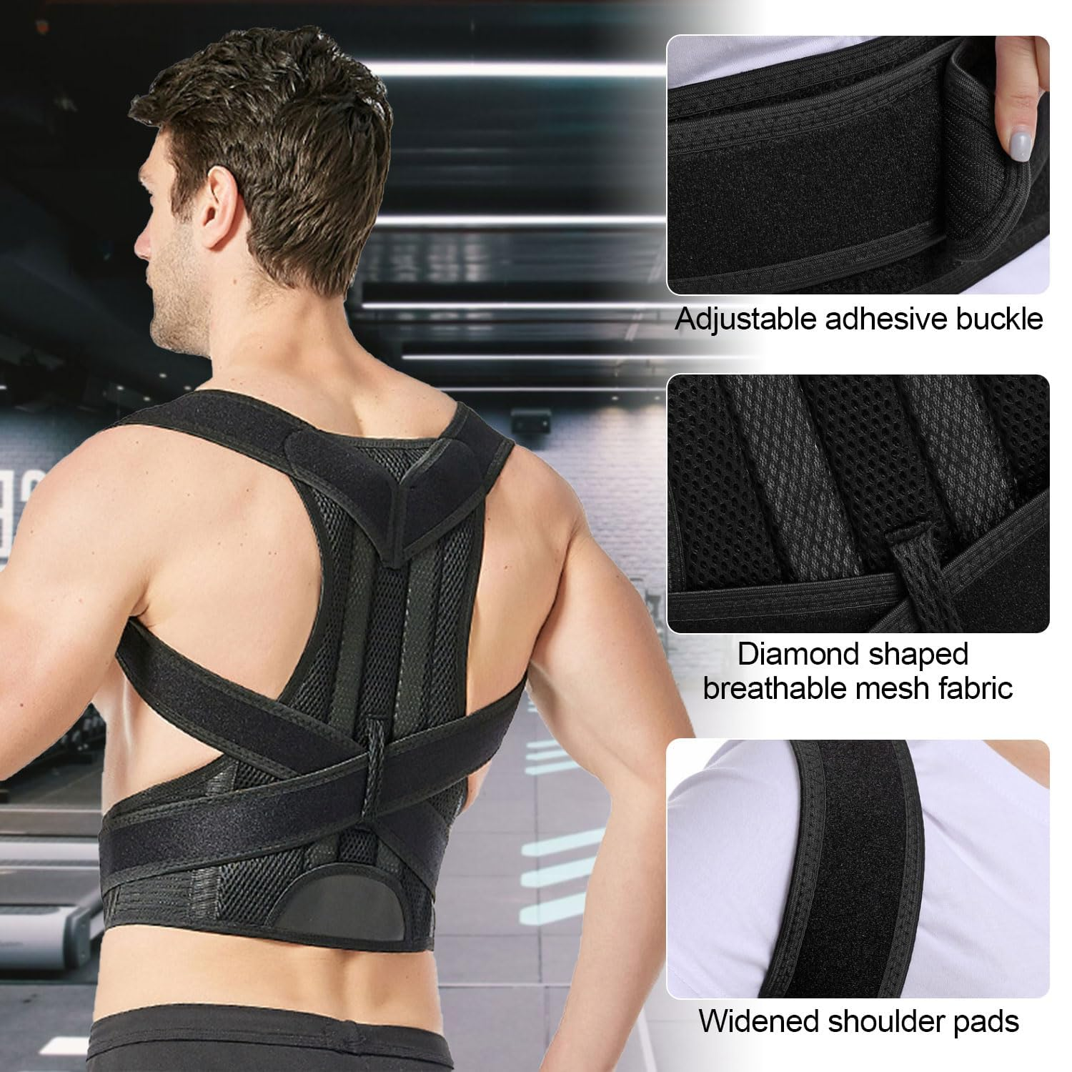 Posture Corrector, Back Posture Corrector for Men&Women, Back Straightener Posture Corrector Back Support Brace Posture Corrector Improve Back Pain, Spine Corrector, Adjustable Posture Trainer(M) image number 3